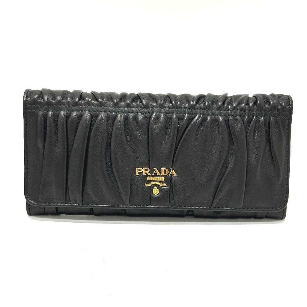 Prada Black Leather Long Wallet (Bi-Fold)