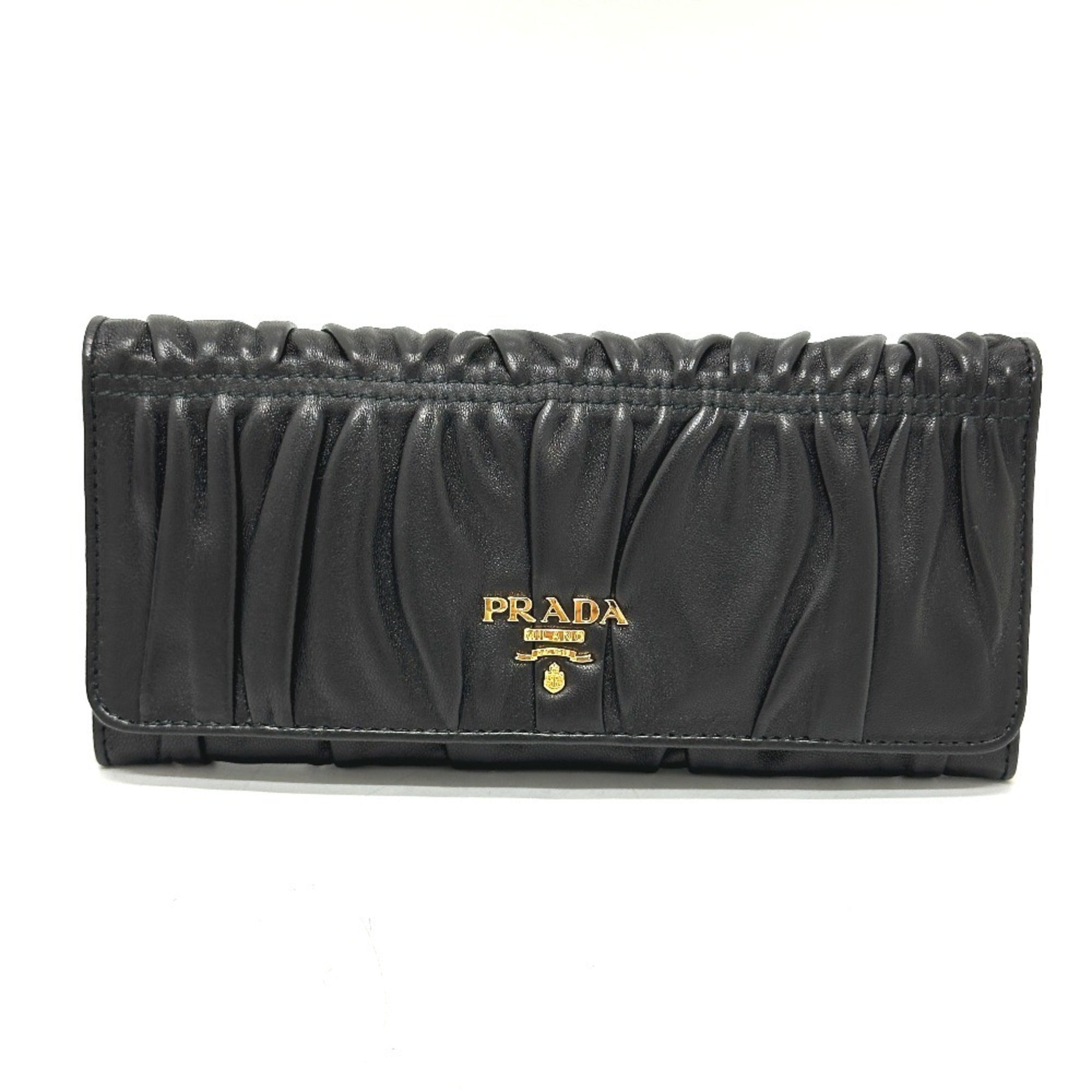 Prada Black Leather Long Wallet (Bi-Fold)