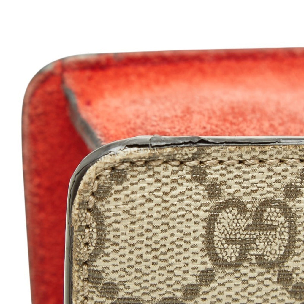 Gucci Beige Red Color Pvc Suede Shoulder Bag (Pre-Owned)