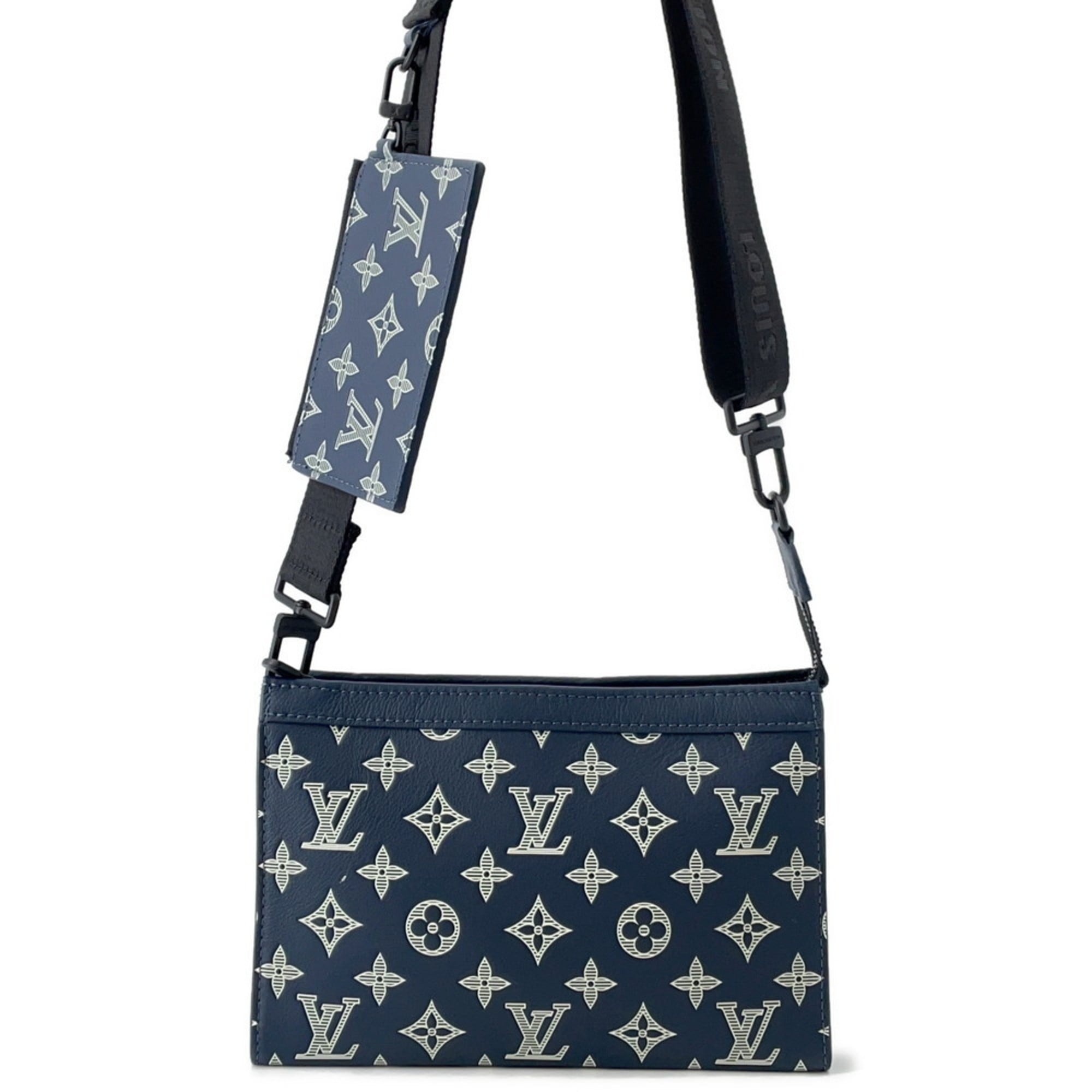 Louis Vuitton Navy White Monogram Shadow Shoulder Bag