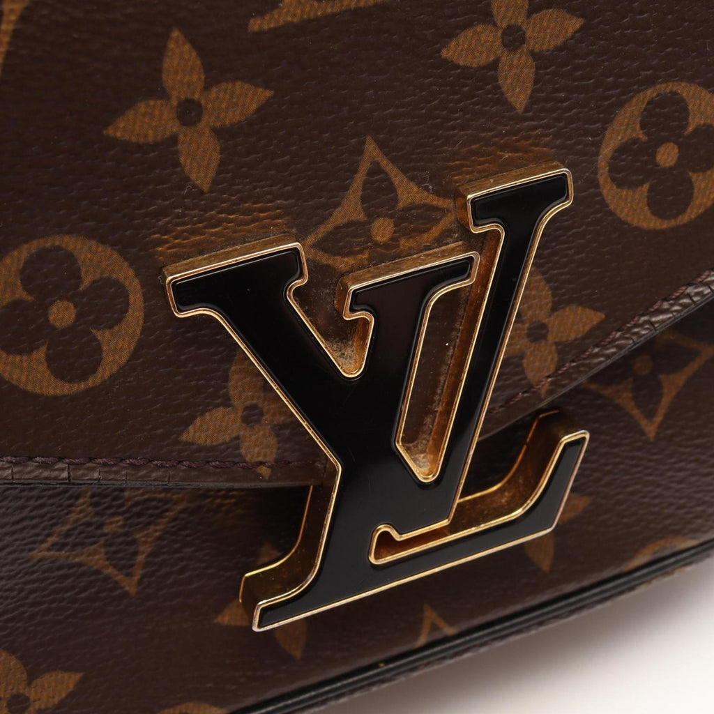 Louis Vuitton Black Brown Coated Canvas Leather Shoulder Bag