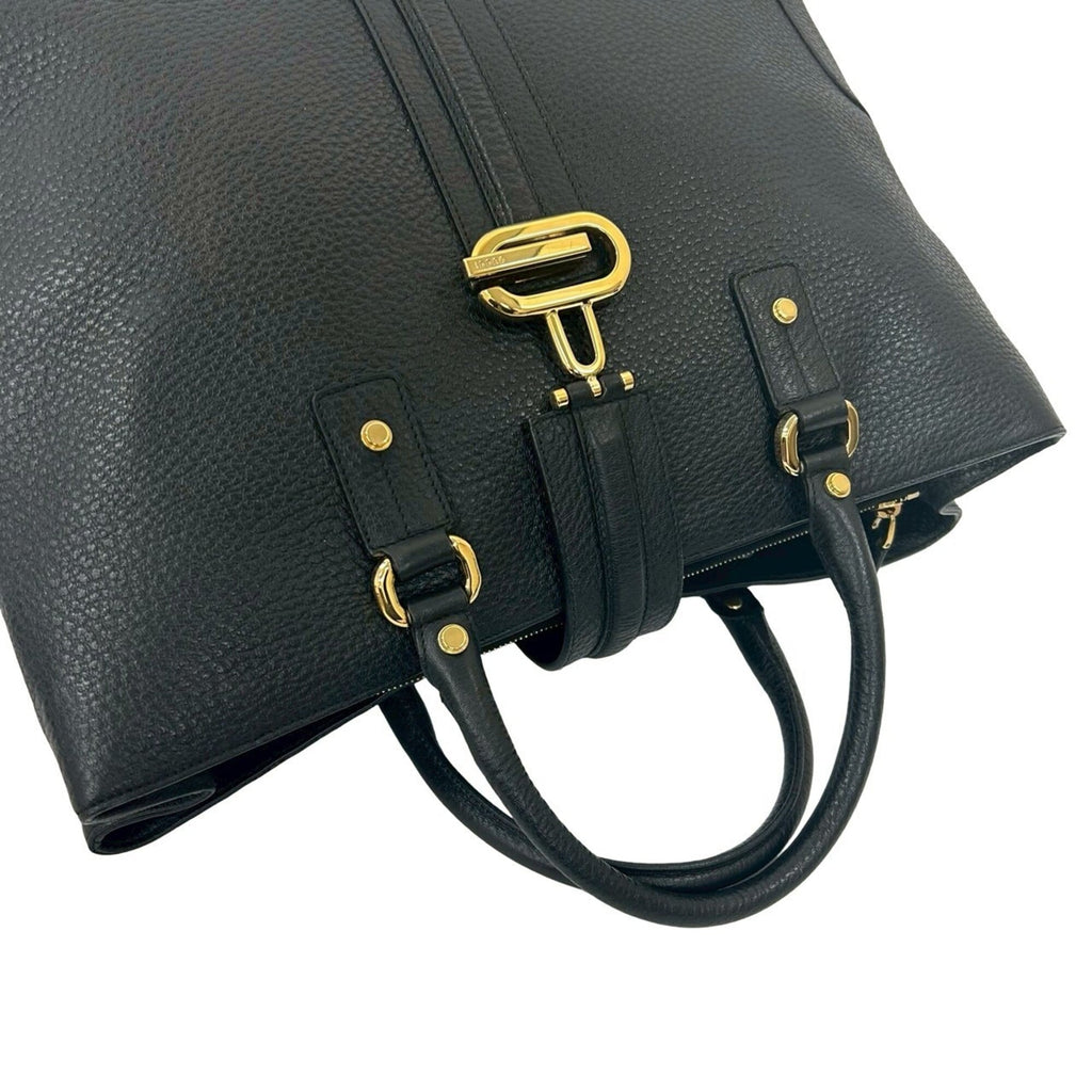 Gucci Black Leather Handbag Tote Bag (Pre-Owned)