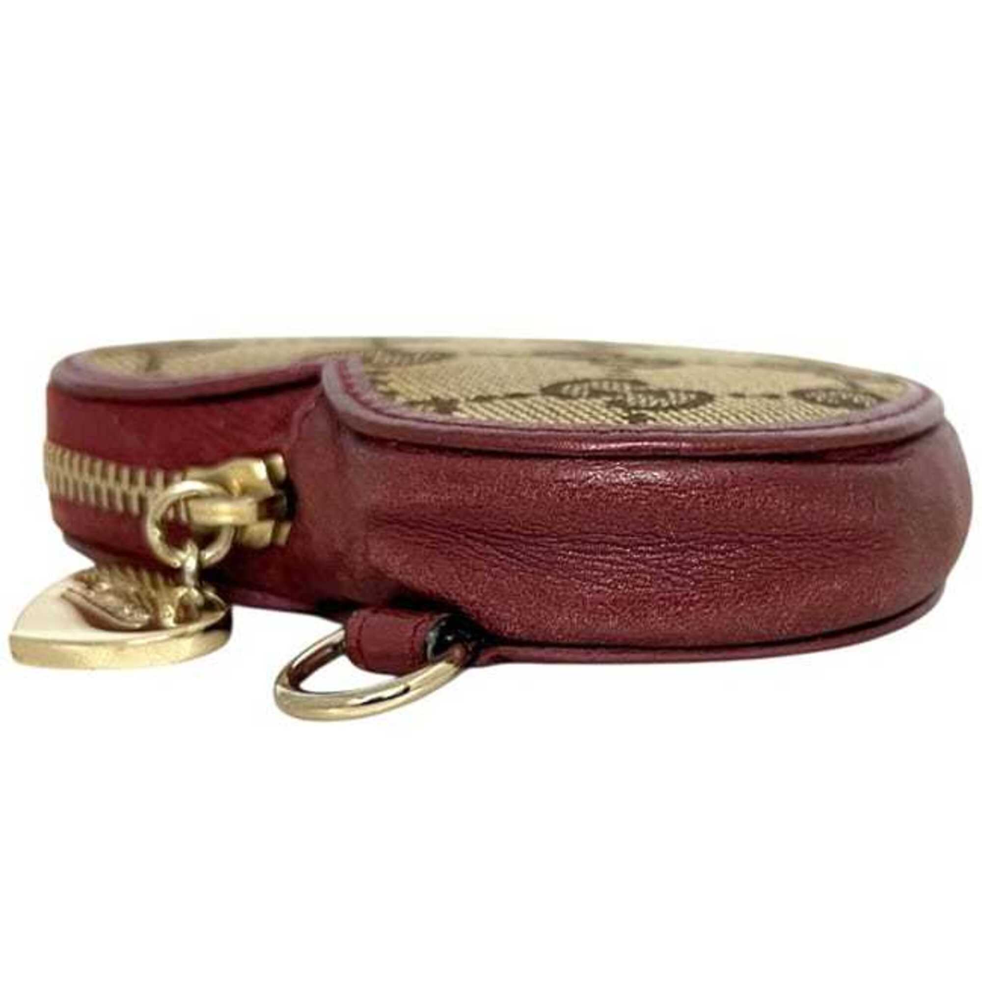 Gucci Beige Bordeaux Gg Canvas Leather Coin Purse/Coin Case (Pre-Owned)