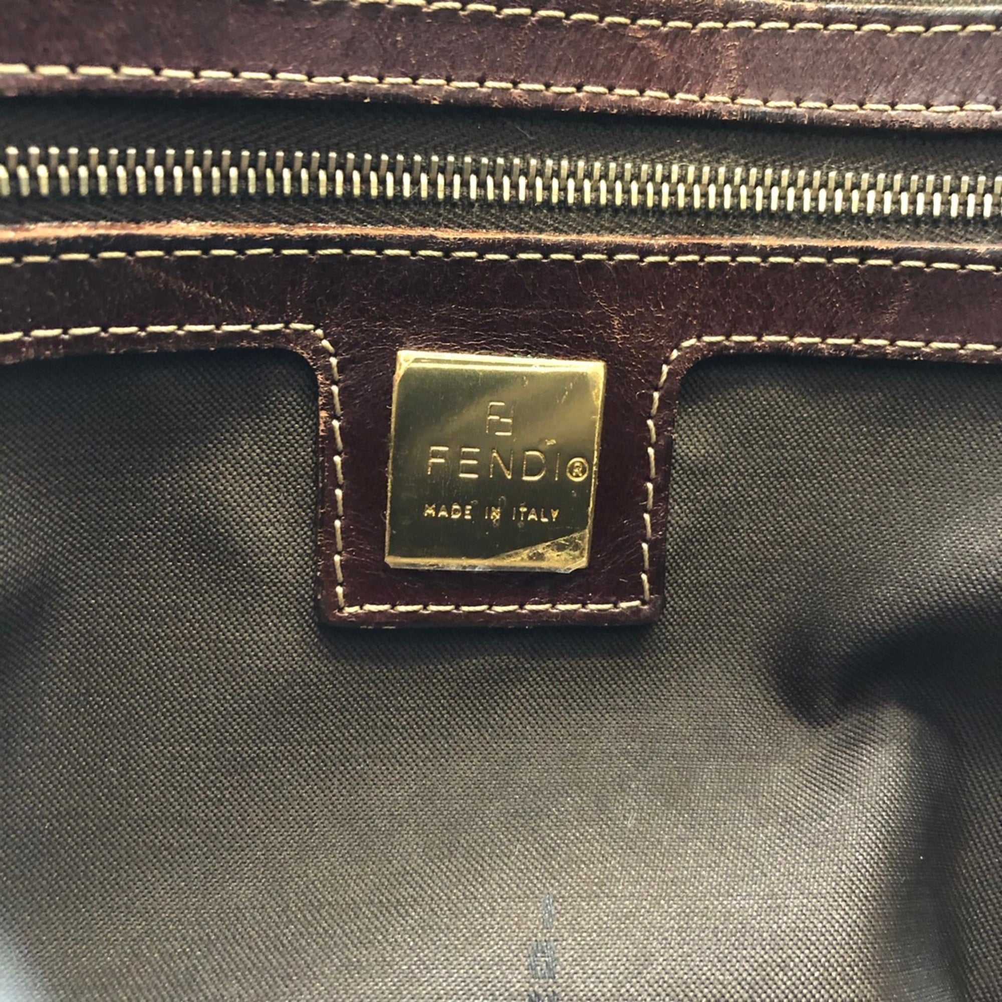Fendi Zucchino Brown Nylon Shoulder Bag