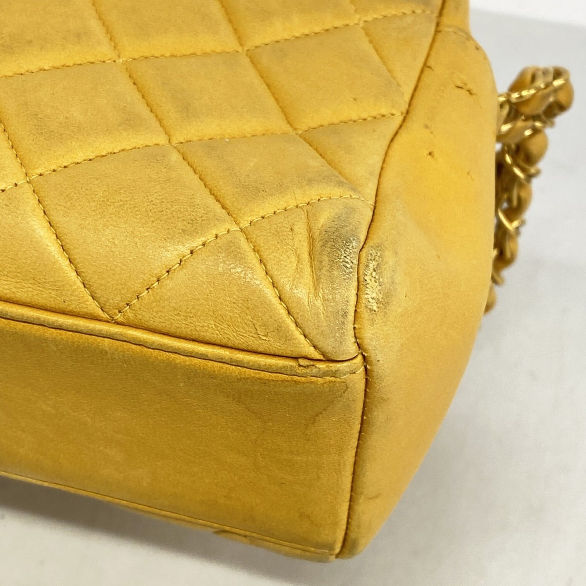 Chanel Yellow Leather Shoulder Bag