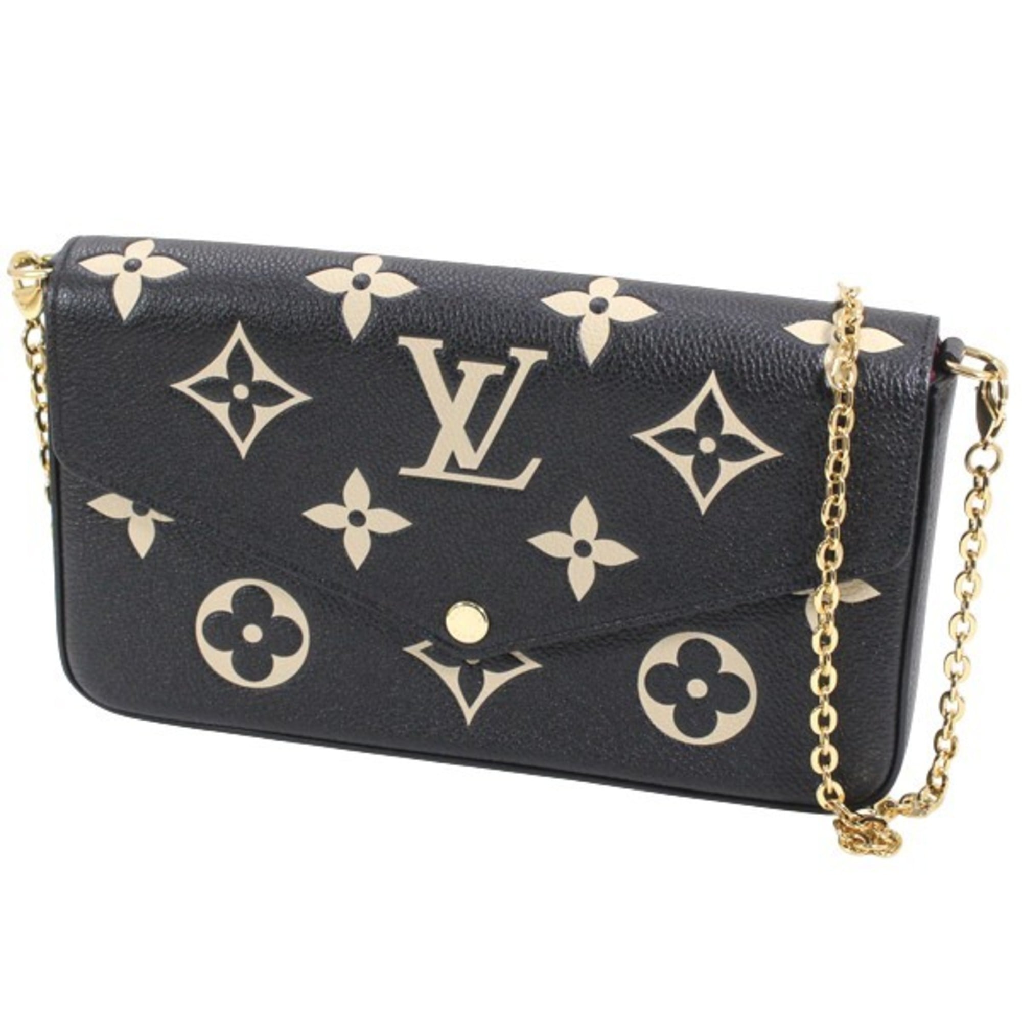 Louis Vuitton Beige Bicolor Black Monogram Empreinte Clutch Bag Pochette Shoulder Bag