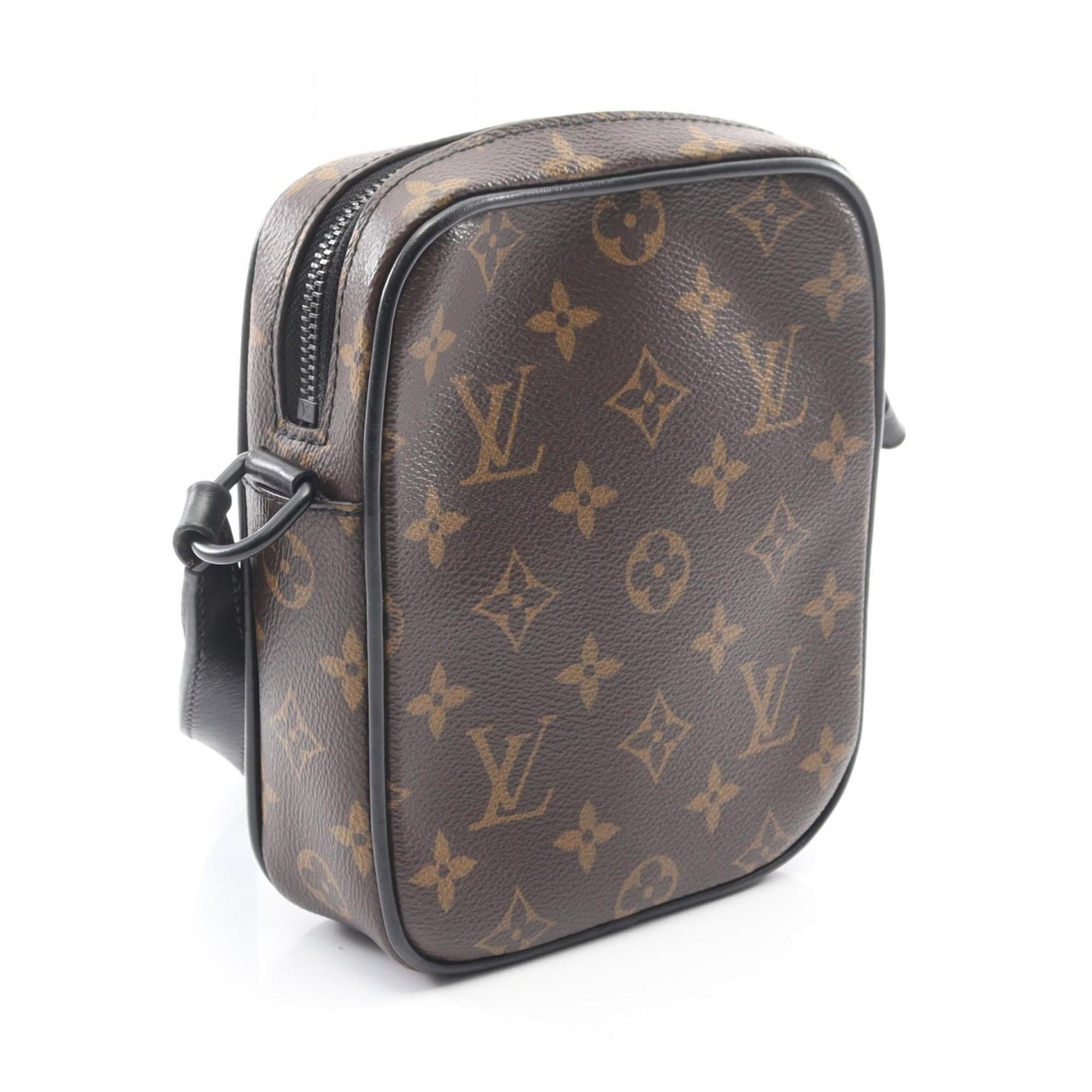 Louis Vuitton Black Brown Monogram Macassar Coated Canvas Leather Handbag Shoulder Bag