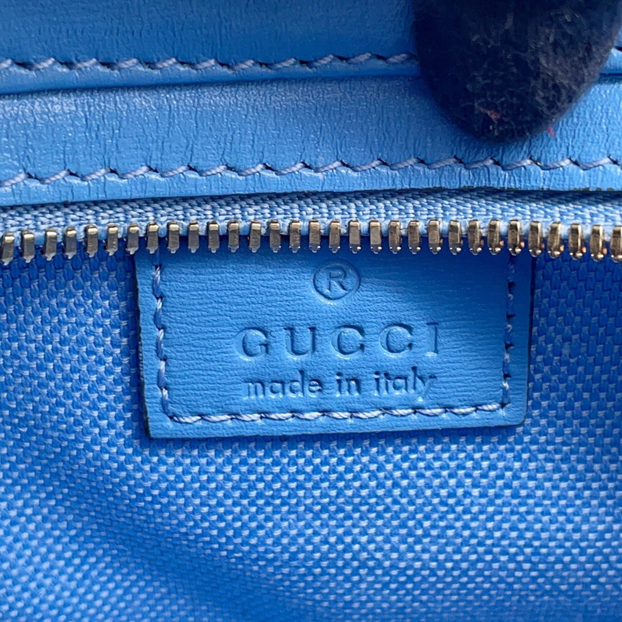 Gucci Gg Canvas Light Blue Gg Canvas Leather Handbag Shoulder Bag (Pre-Owned)