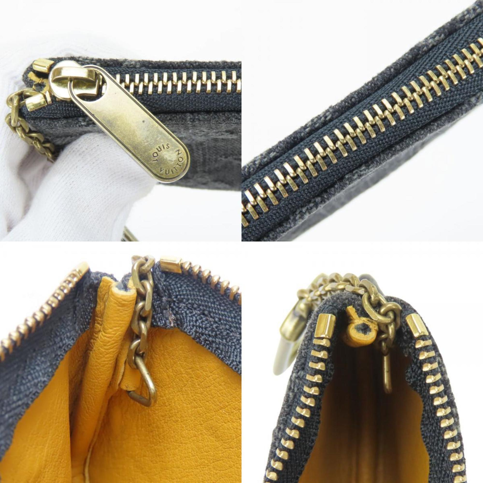 Louis Vuitton Black Gray Monogram Denim Coin Purse/Coin Case
