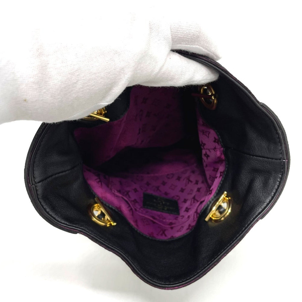Louis Vuitton Black Purple Canvas Leather Handbag Tote Bag