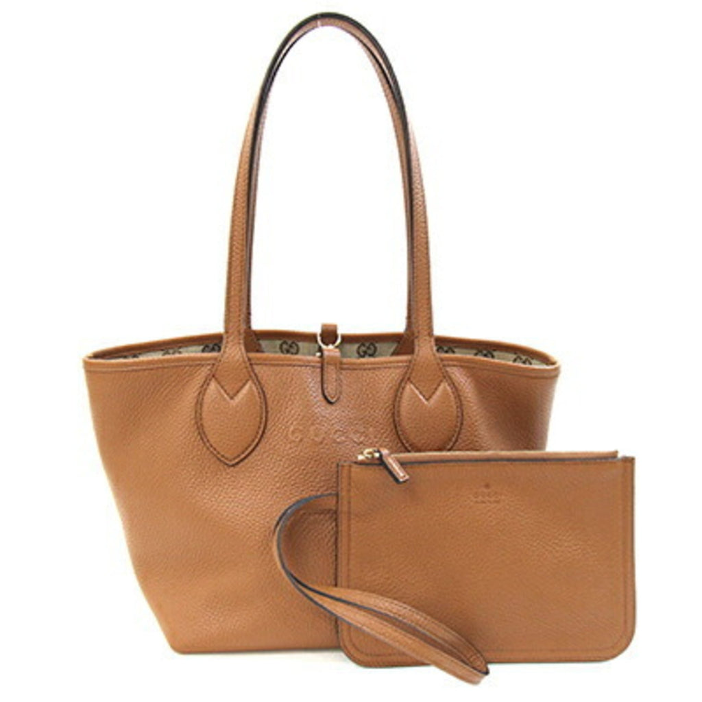 Gucci Brown Gg Canvas Leather Tote Bag (Pre-Owned)