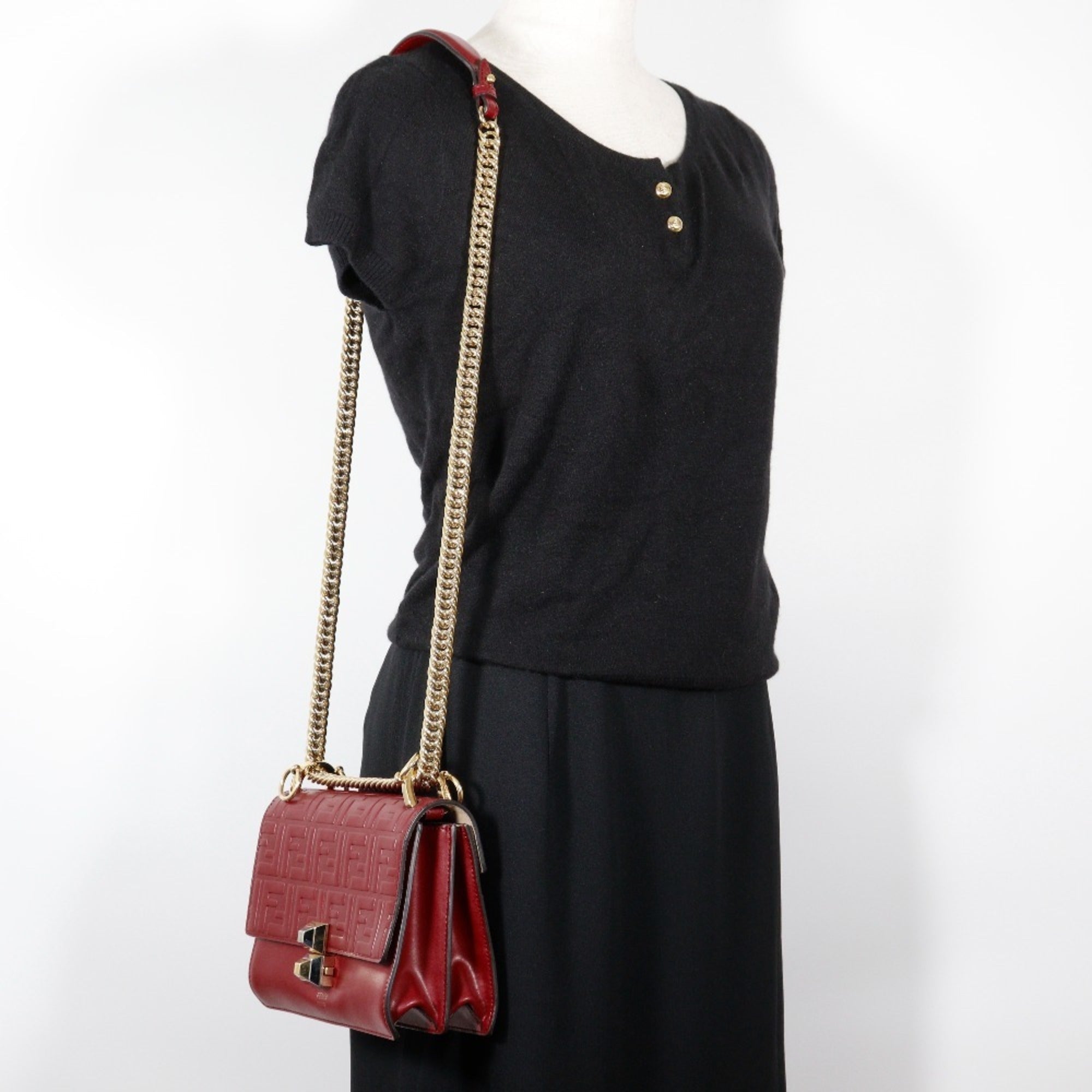 Fendi Red Color Leather Shoulder Bag