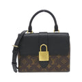Louis Vuitton Monogram Black Marron Coated Canvas Leather Handbag