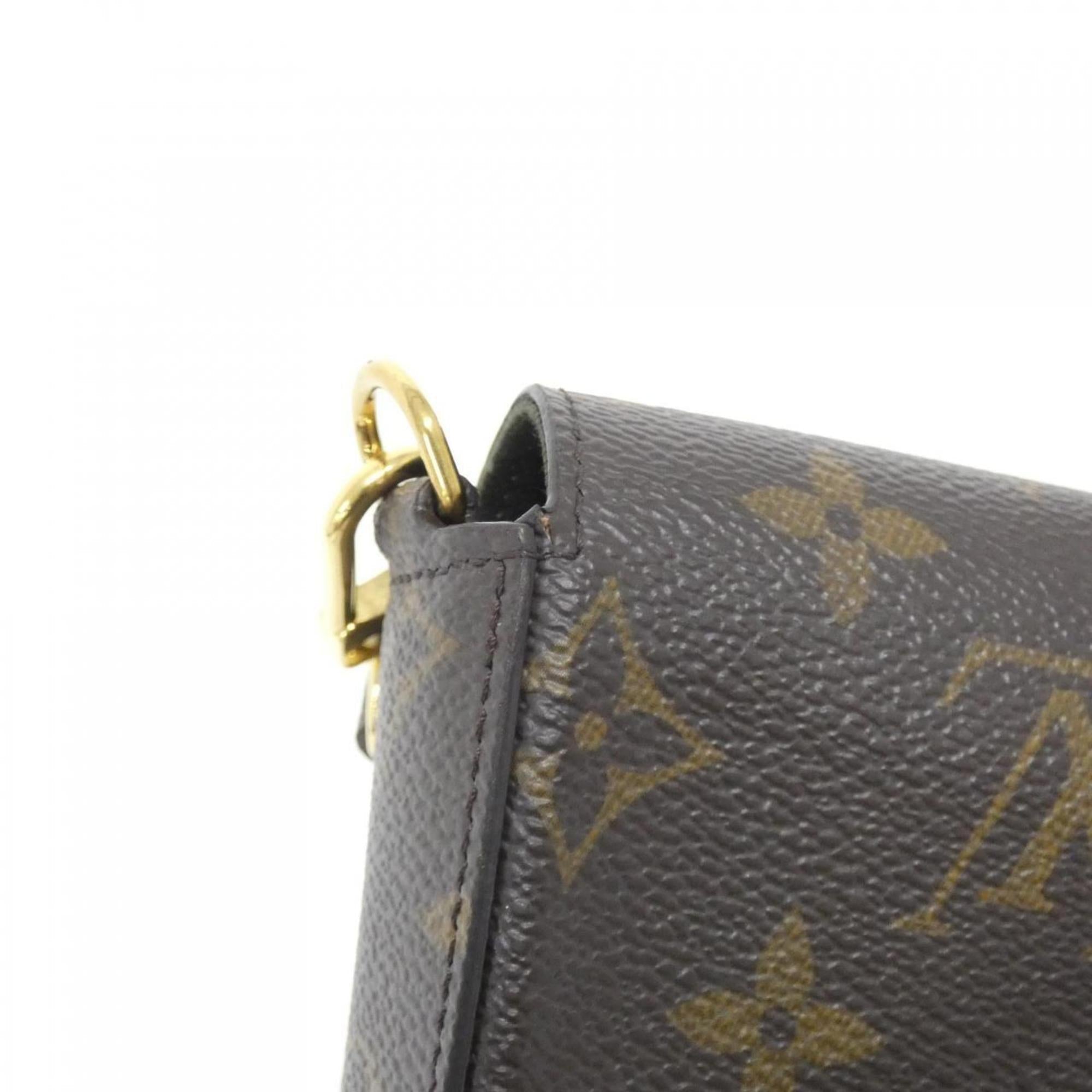 Louis Vuitton Khaki Marron Monogram Monogram Coated Canvas Pochette Pouch Shoulder Bag