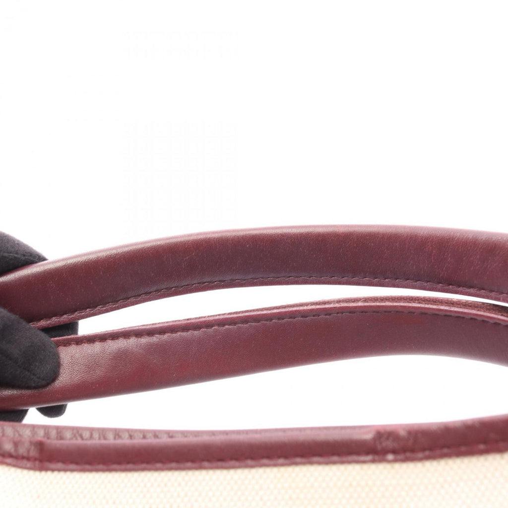 Balenciaga Bordeaux Ivory Canvas Leather Pouch Tote