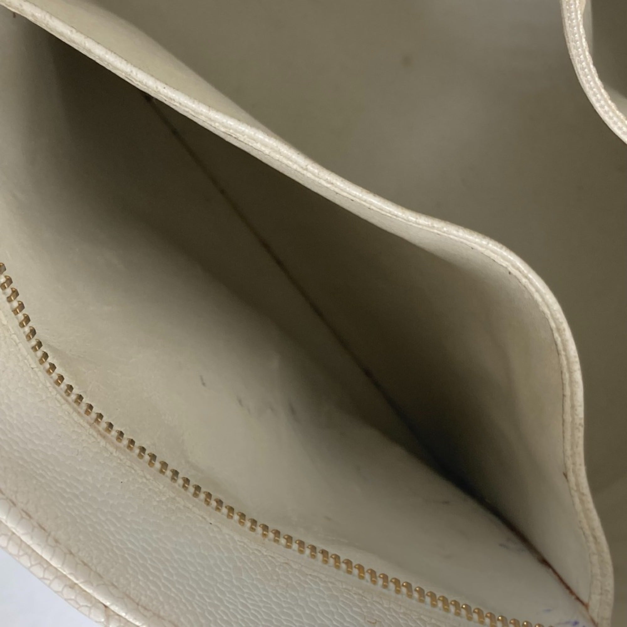 Chanel White Caviar Leather Shoulder Bag Tote Bag