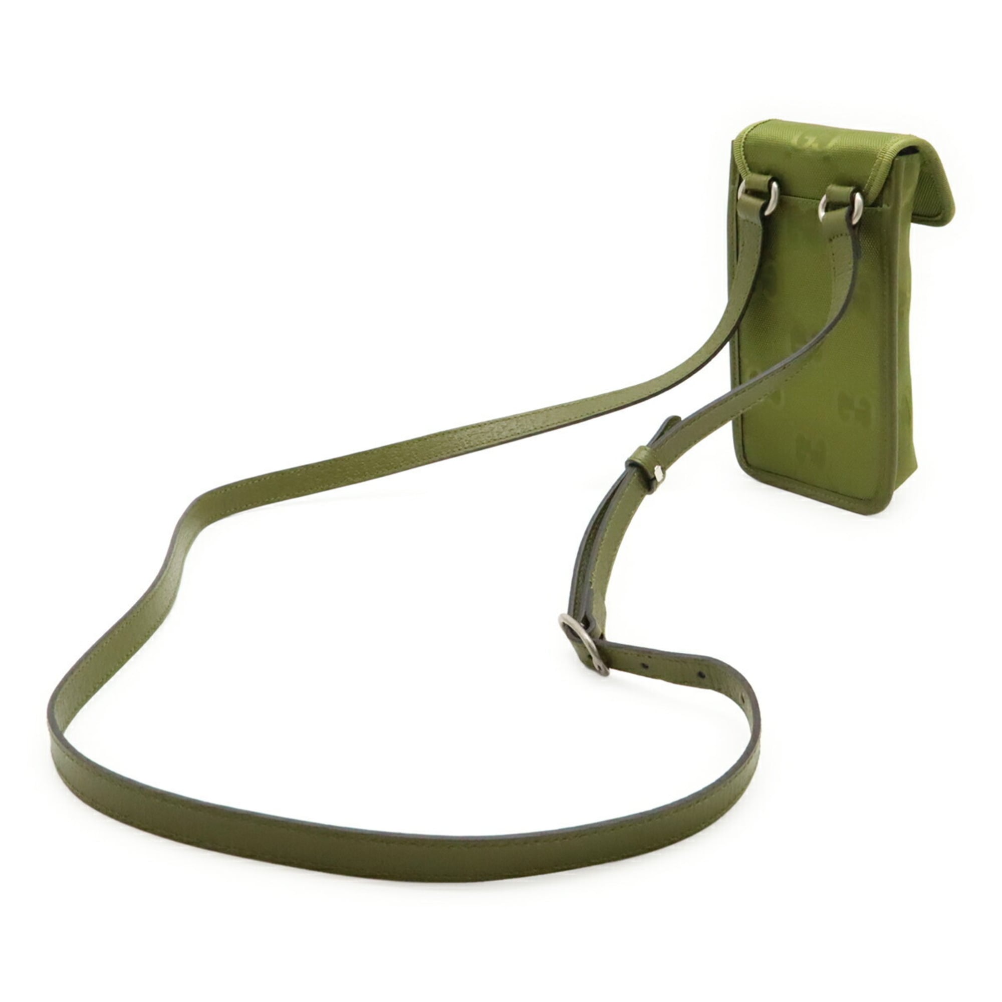 Gucci Green Khaki Nylon Canvas Leather Shoulder Bag (Pre-Owned)