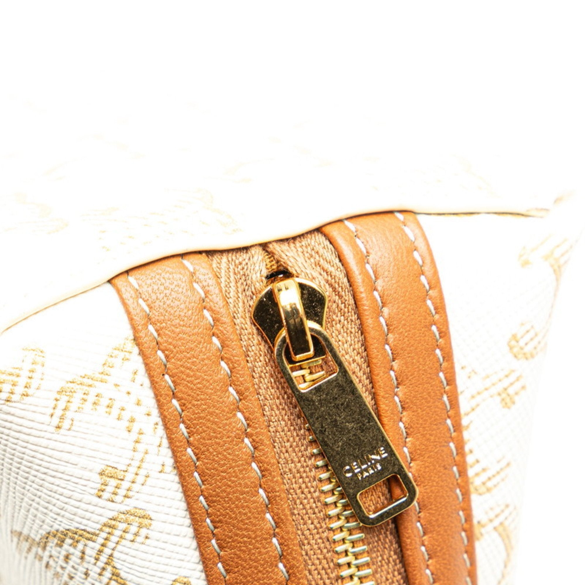Celine Brown White Pvc Leather Shoulder Bag