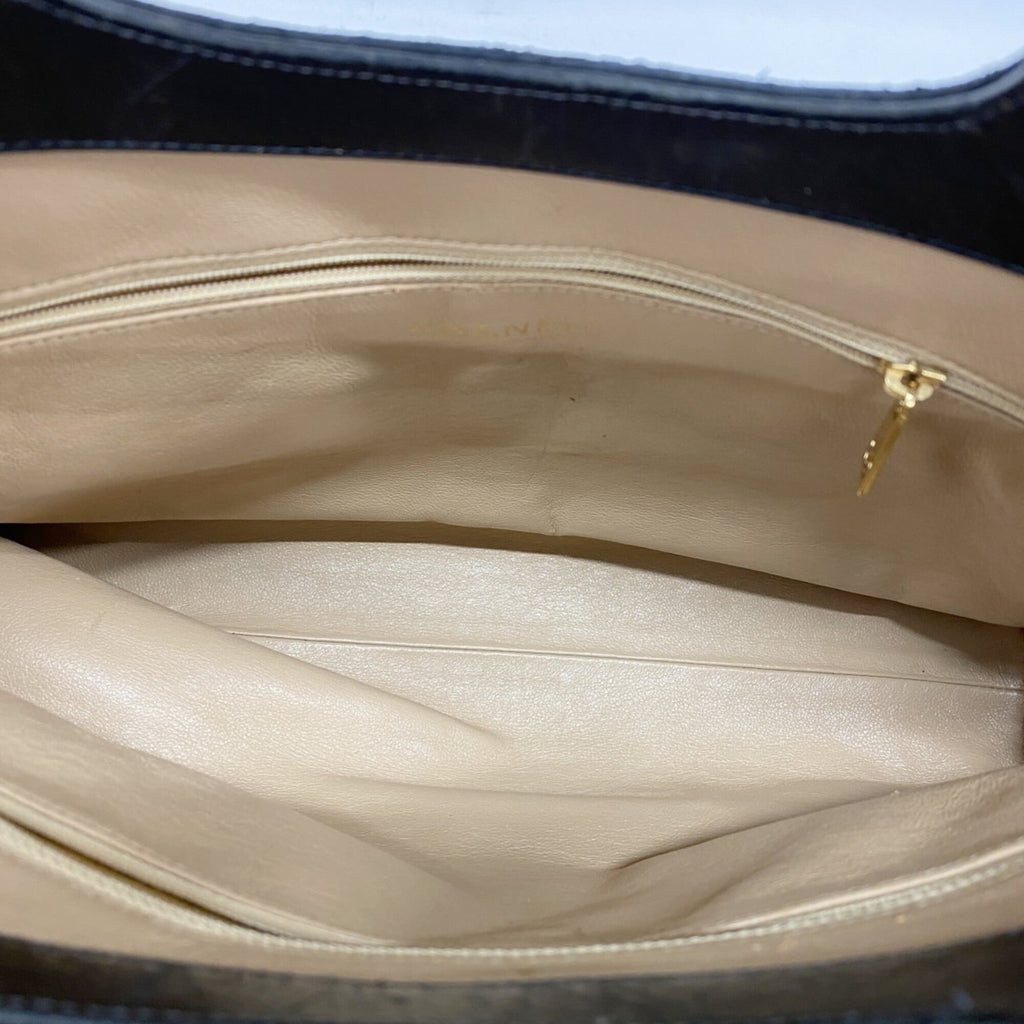 Chanel Beige Black Leather Handbag