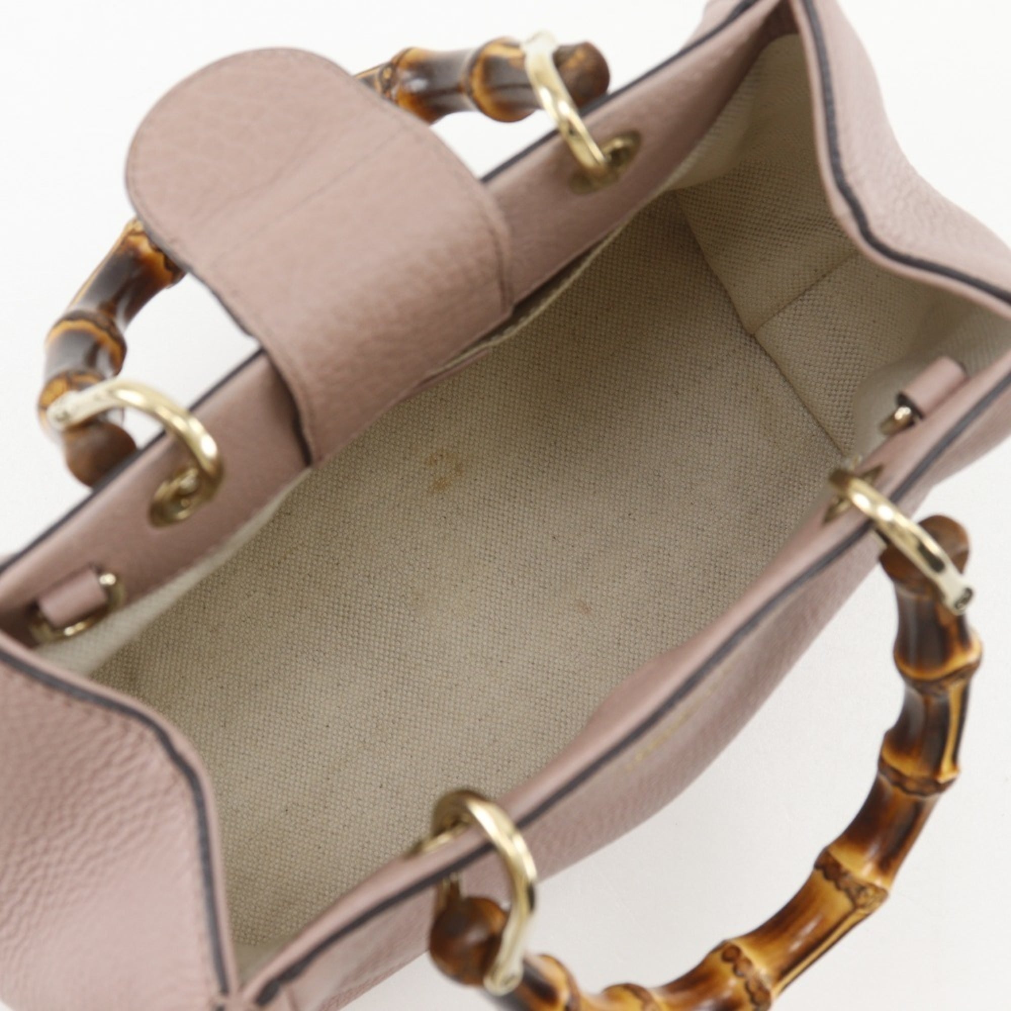 Gucci Pink Bamboo Leather Handbag (Pre-Owned)