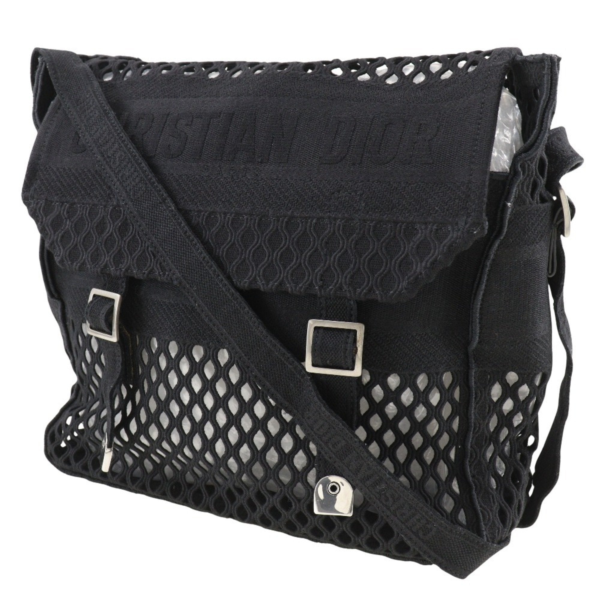 Christian Dior Black Mesh Messenger Bag Shoulder Bag (Pre-Owned)