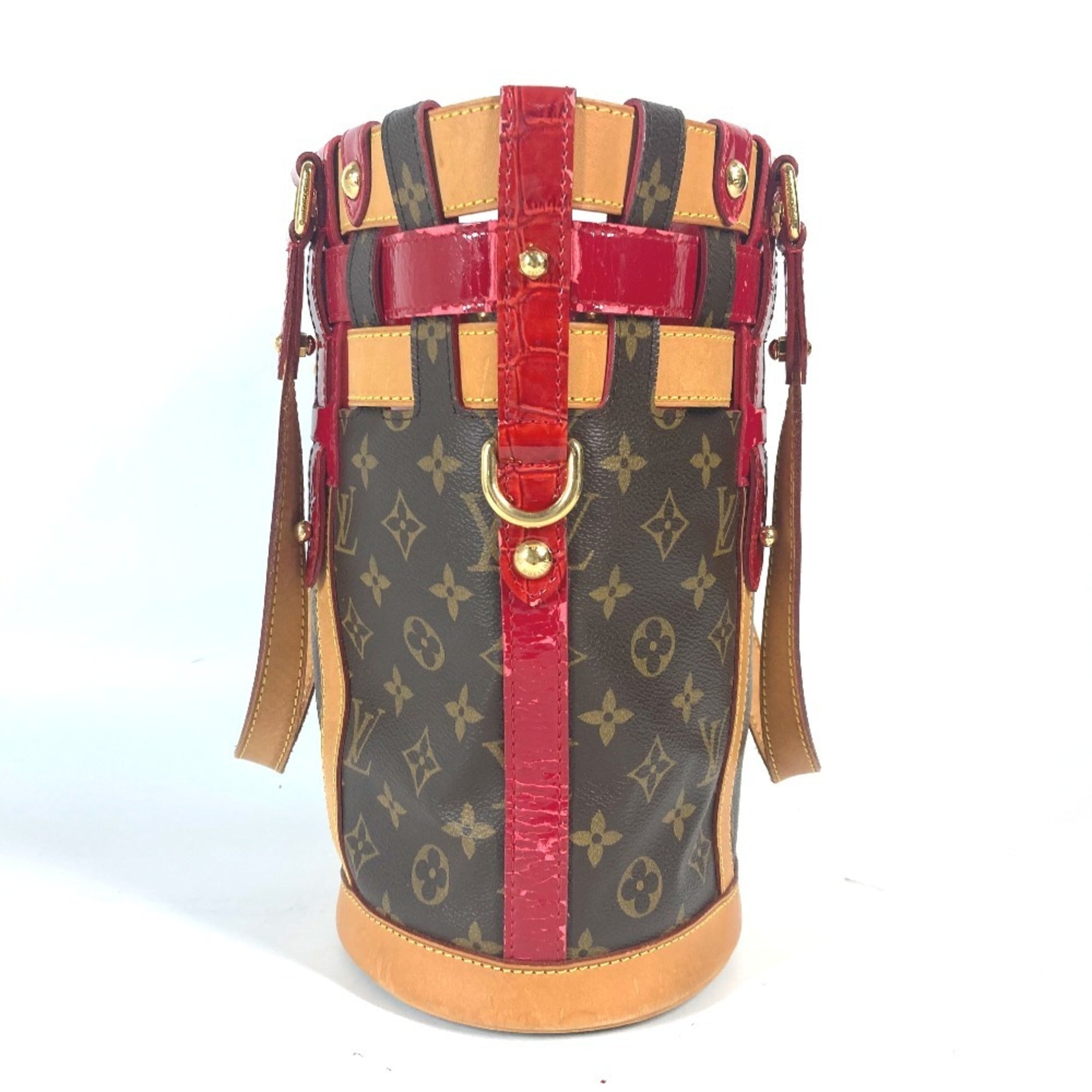 Louis Vuitton Brown Red Color Monogram Shoulder Bag Tote Bag