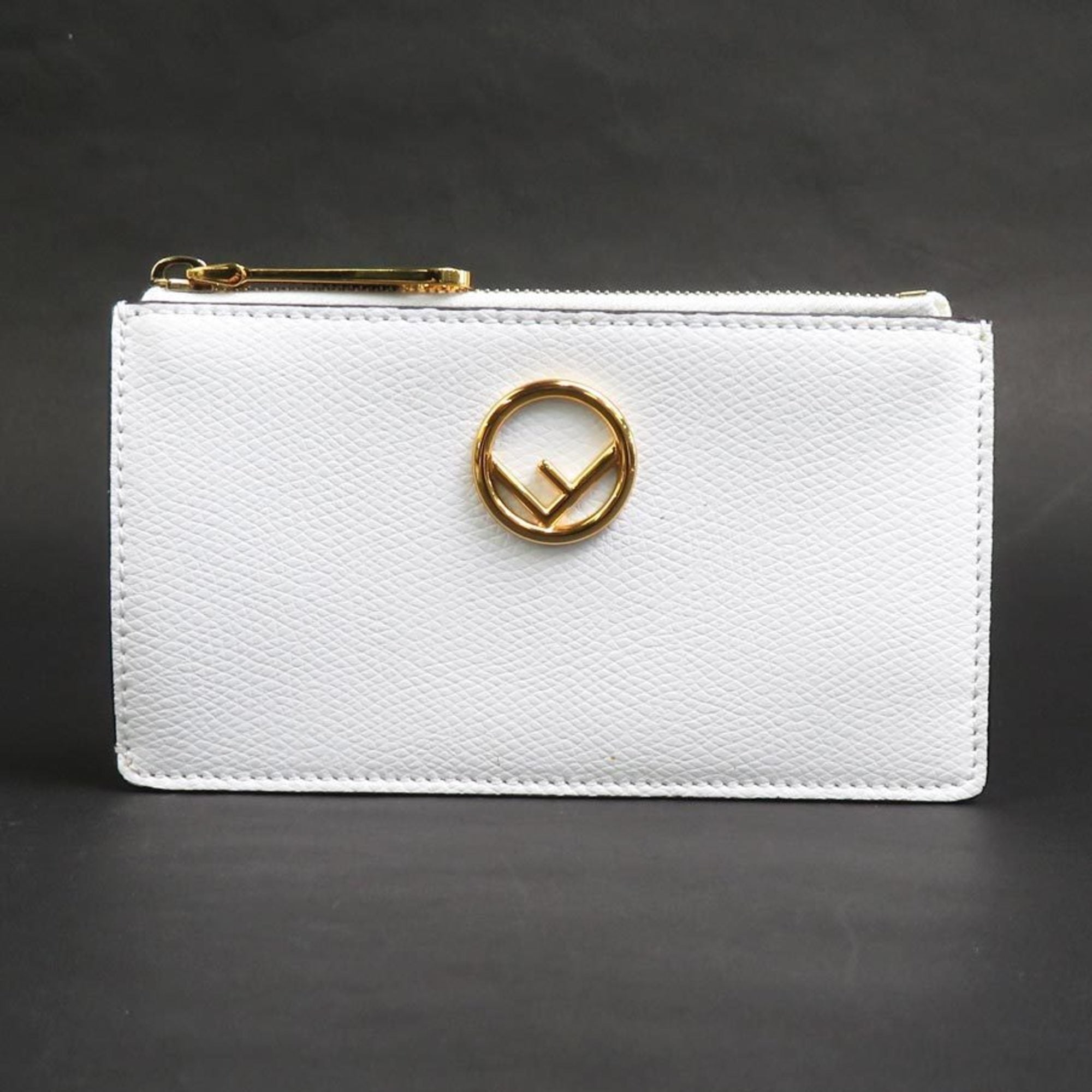 Fendi White Leather Coin Purse/Coin Case