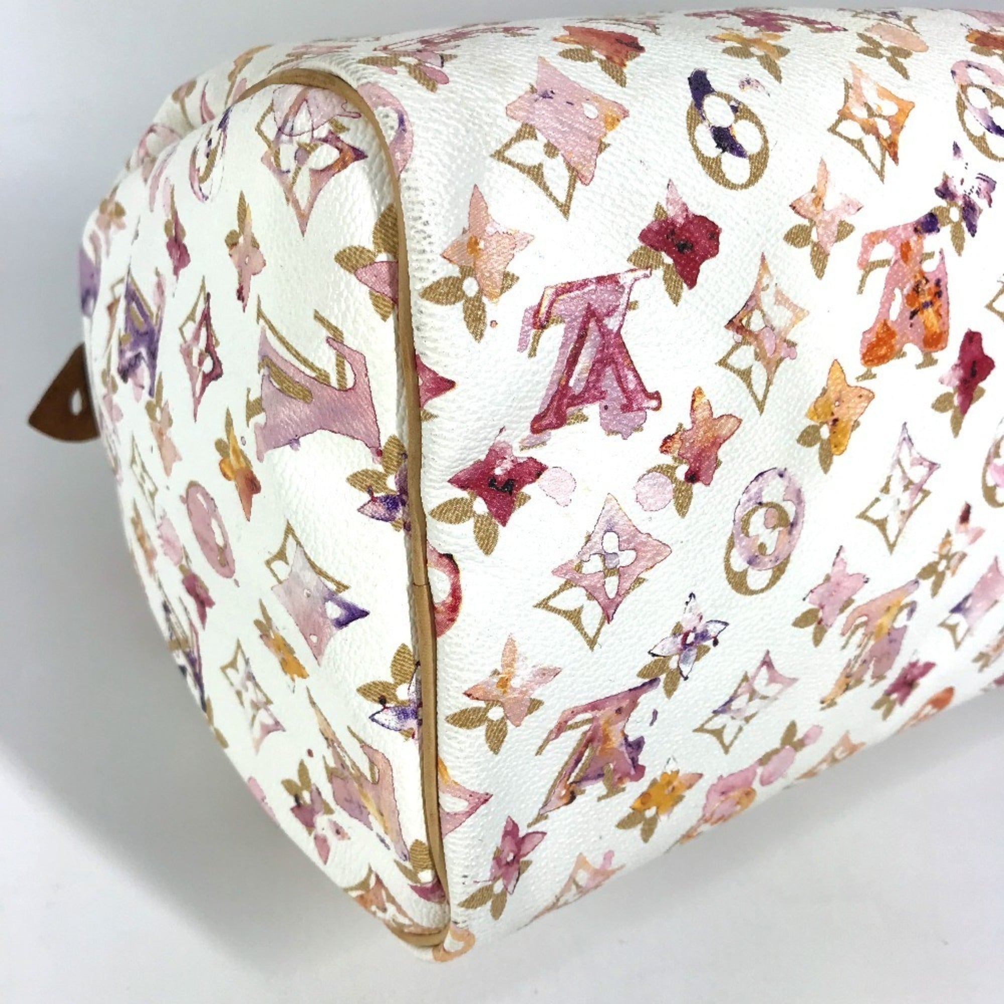 Louis Vuitton Monogram Watercolor Pink White Boston Bag Handbag