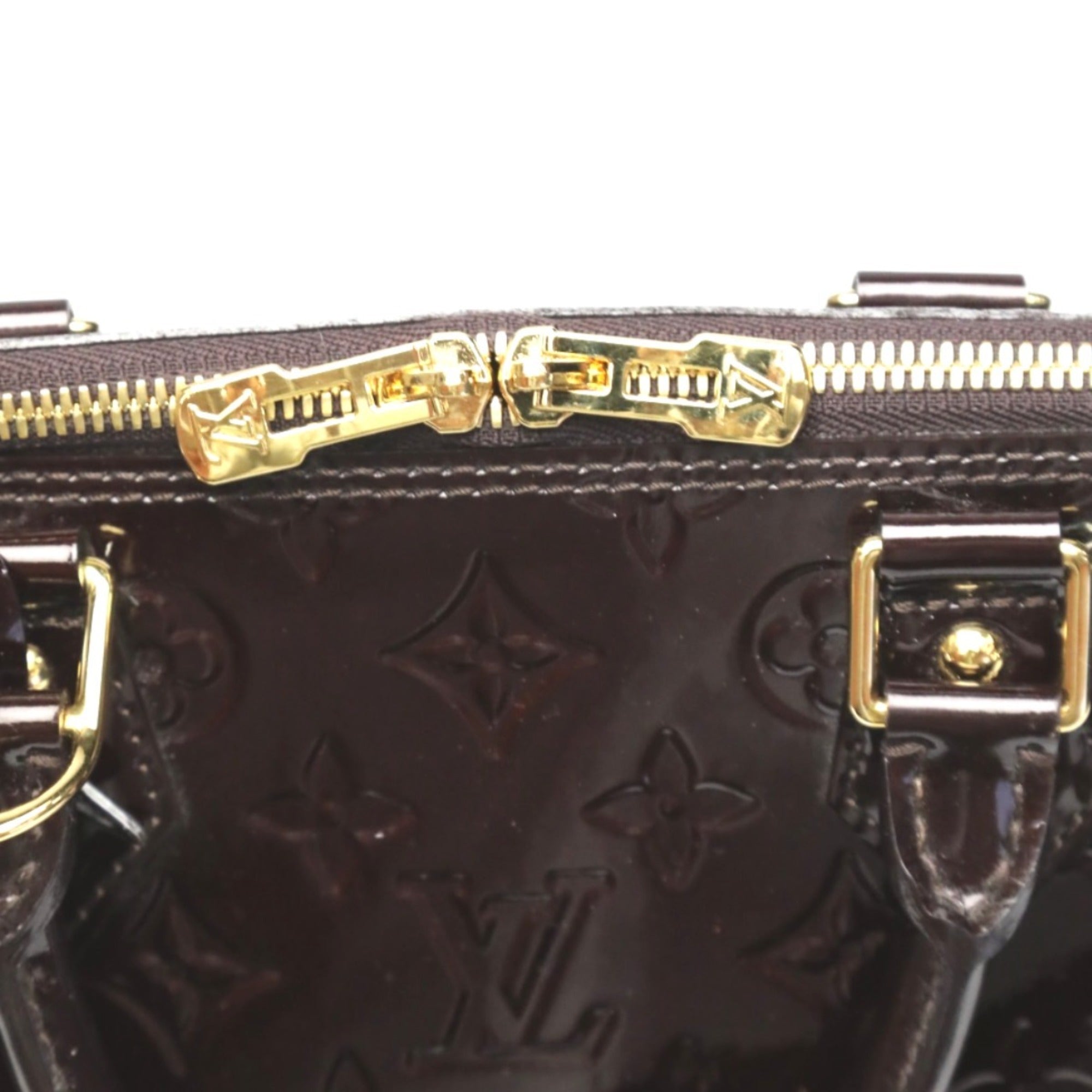 Louis Vuitton Red Color Wine Monogram Vernis Handbag