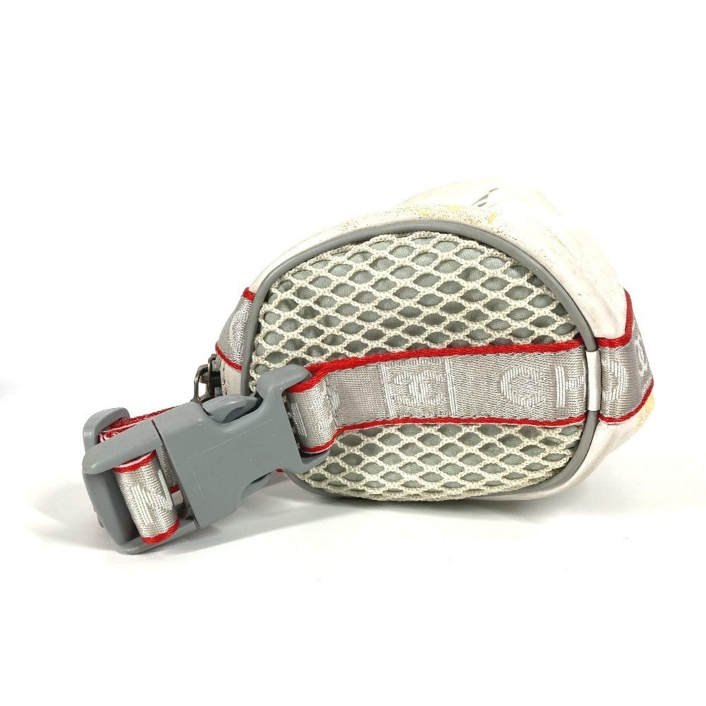 Chanel Red Color White Nylon Handbag Pouch Shoulder Bag