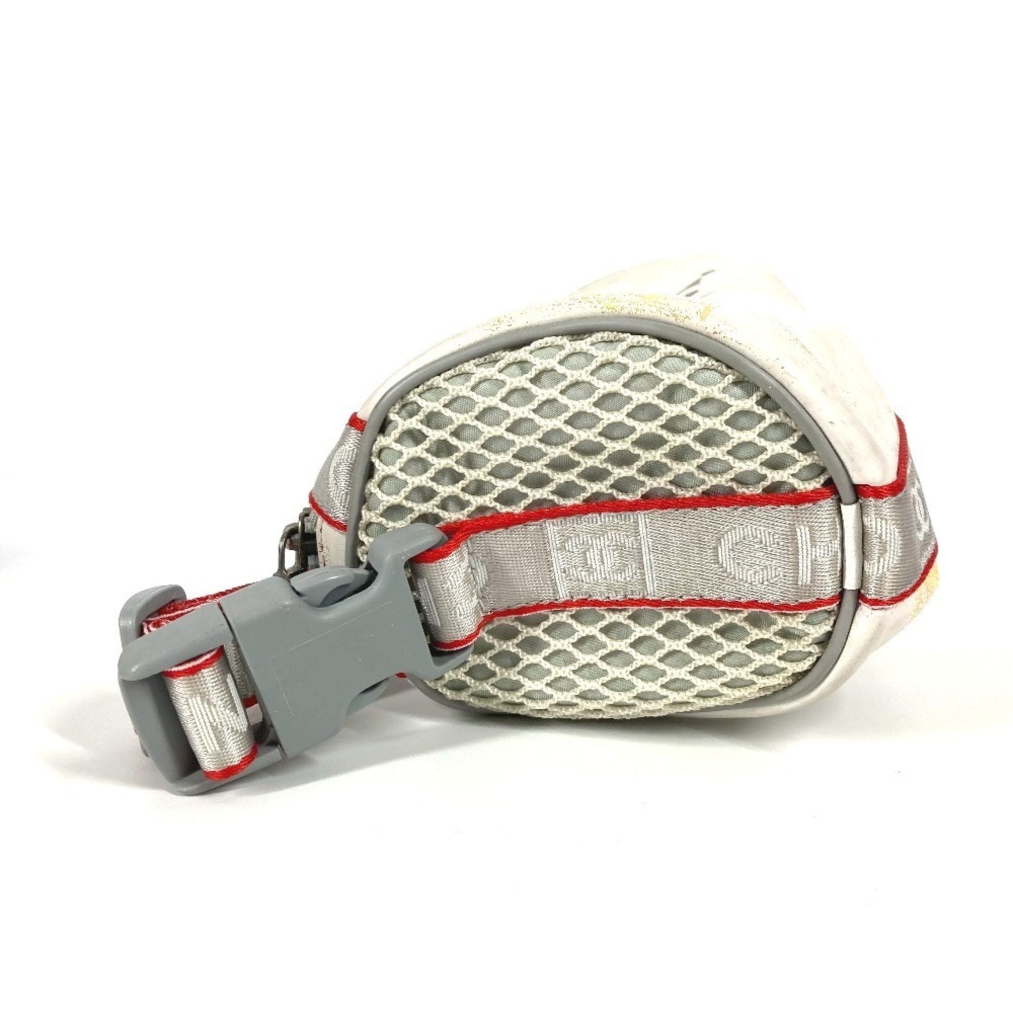 Chanel Red Color White Nylon Handbag Pouch Shoulder Bag