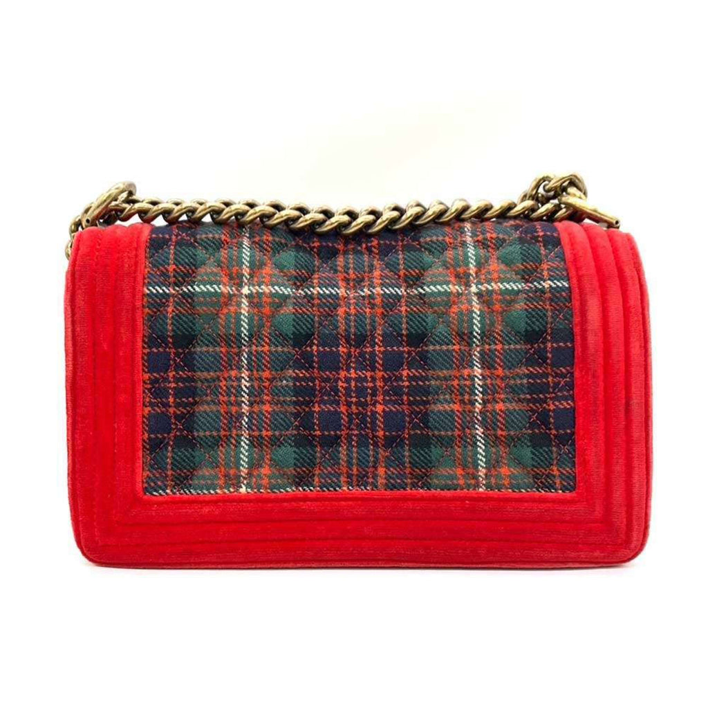Chanel Green Red Color Canvas Shoulder Bag