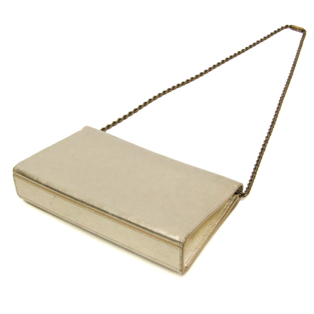 Saint Laurent Classic Monogram Crossbody Bag Calfskin Gold Leather Shoulder Bag Bag (Pre-Owned)
