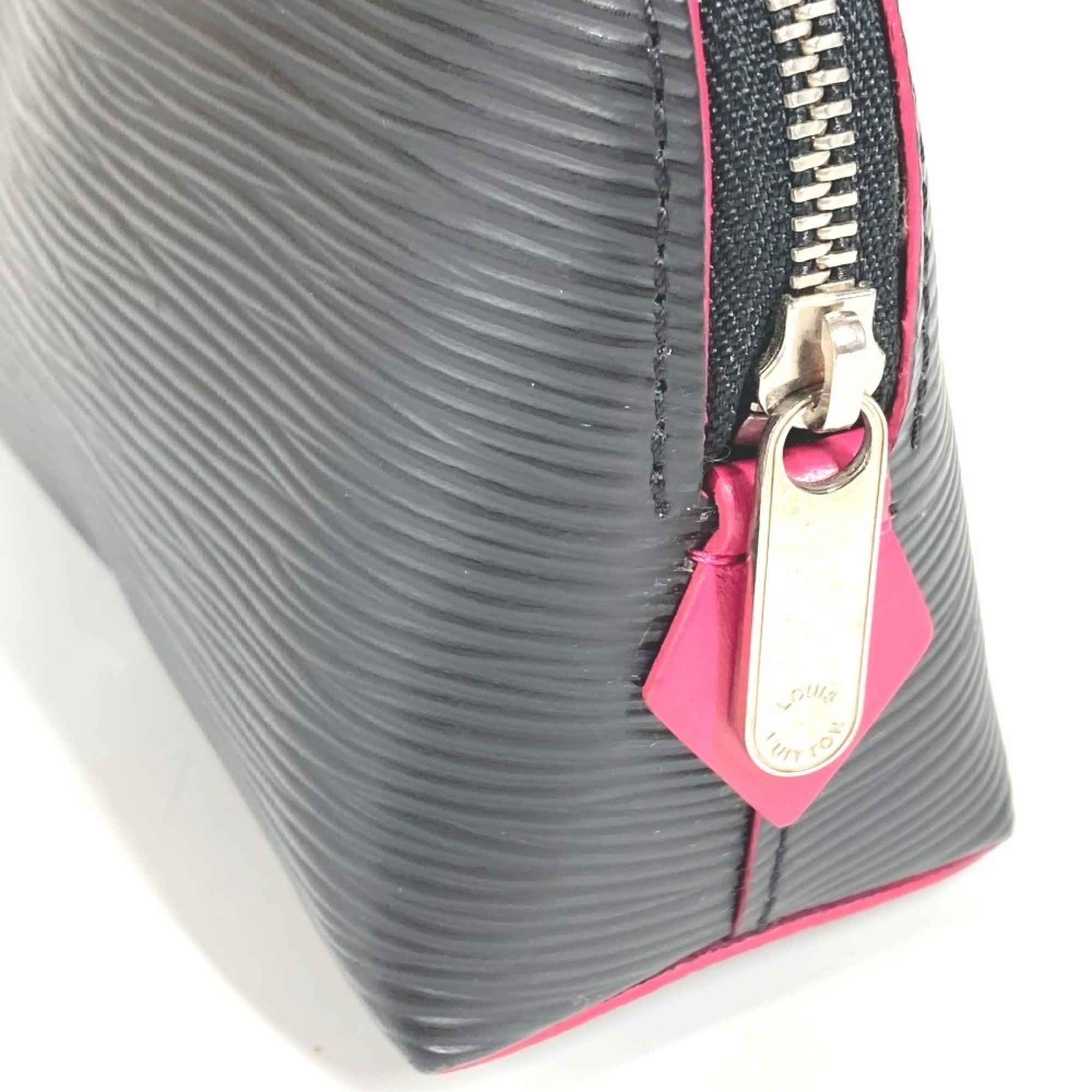 Louis Vuitton Black Noir Pink Epi Leather Pochette Pouch