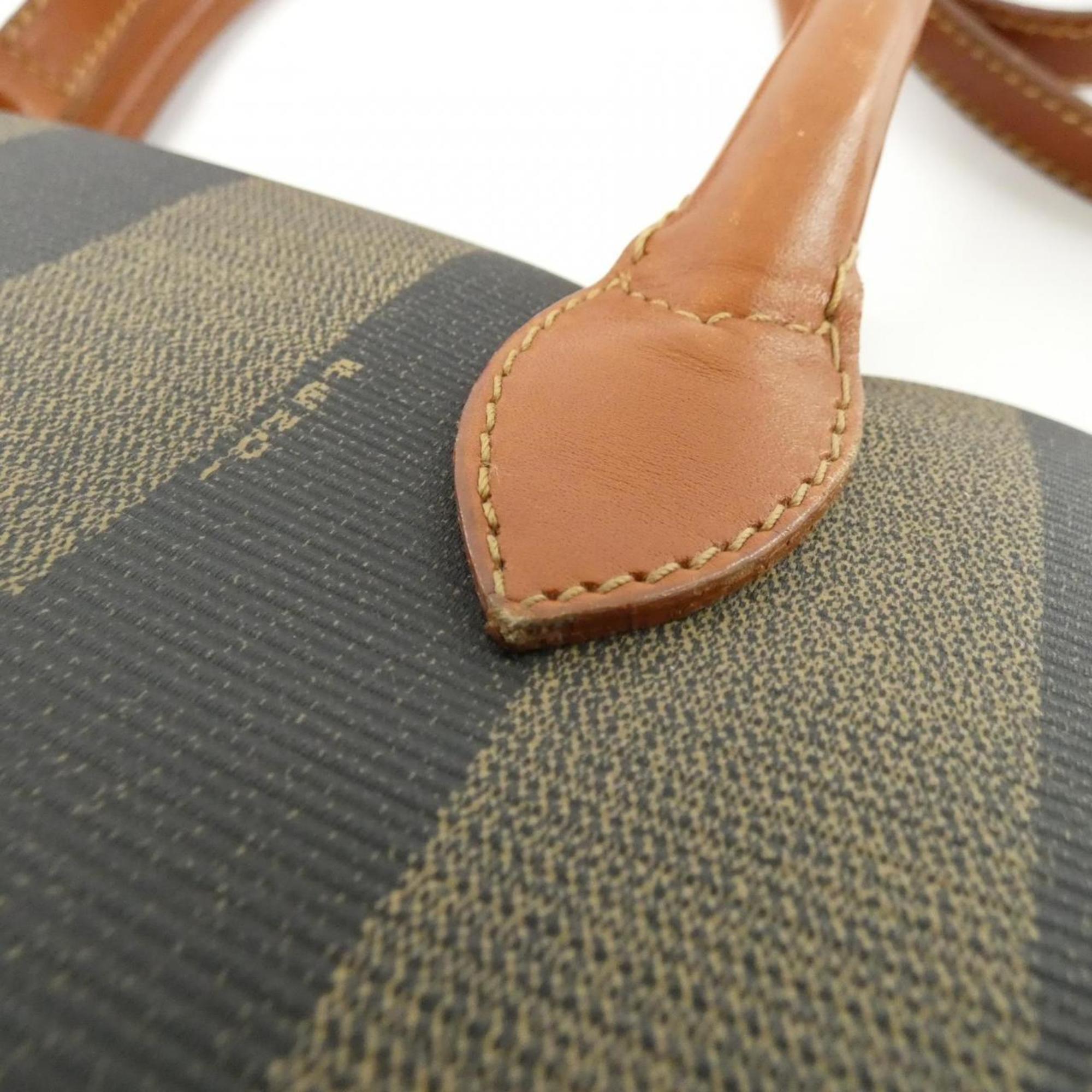 Fendi Brown Coated Canvas Handbag