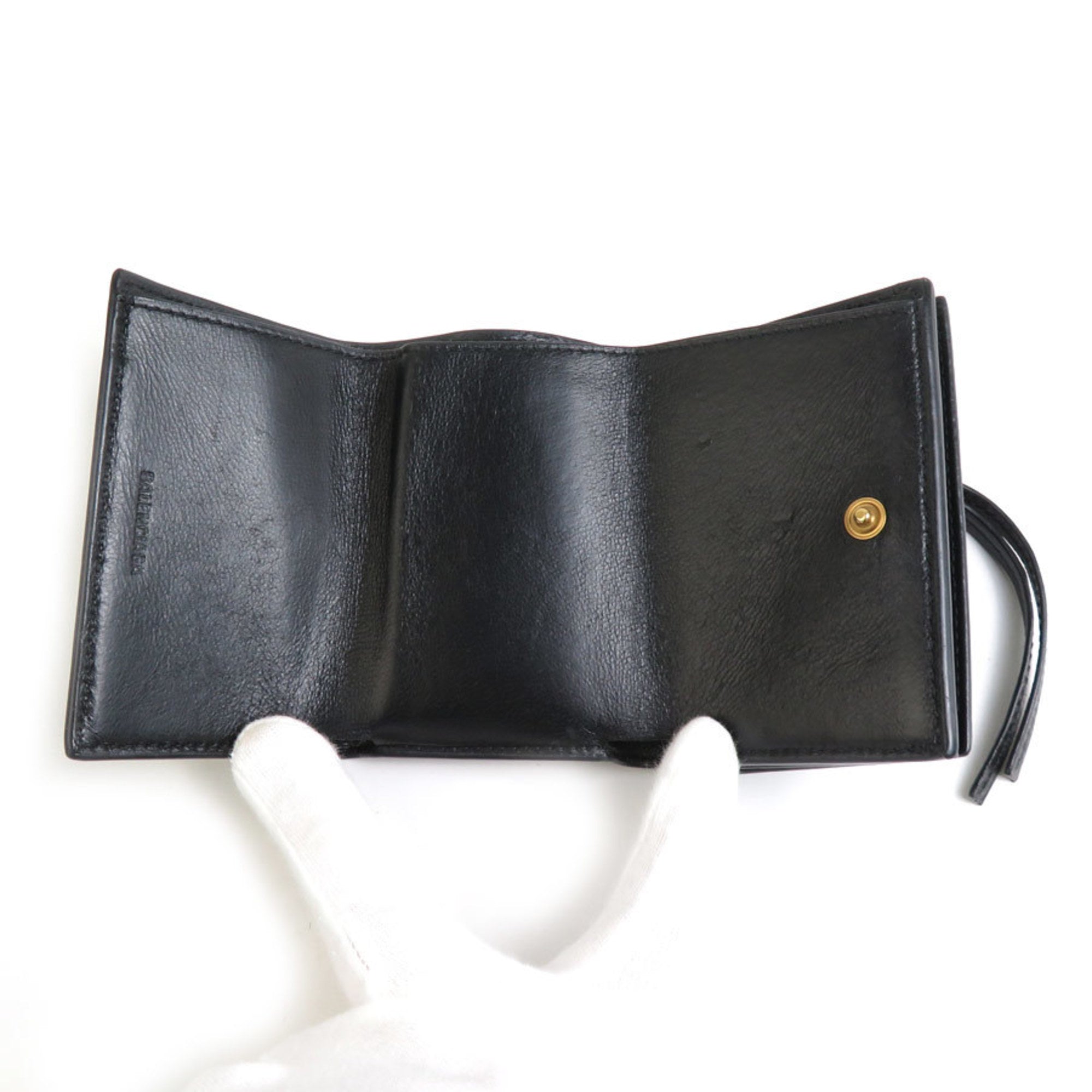 Balenciaga Black Leather Wallet (Tri-Fold)