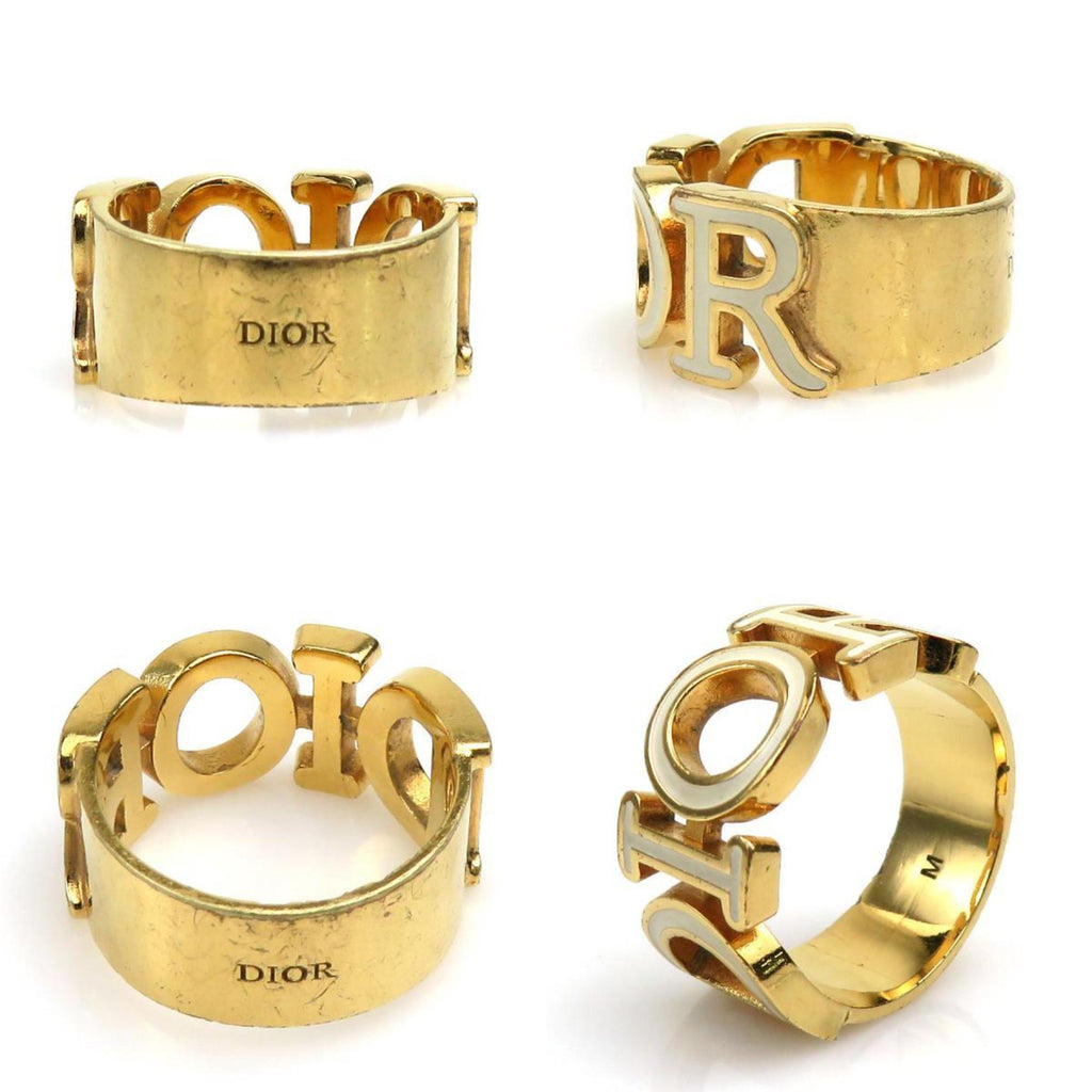 Christian Dior Gold Metal Band Ring (Pre-Owned)
