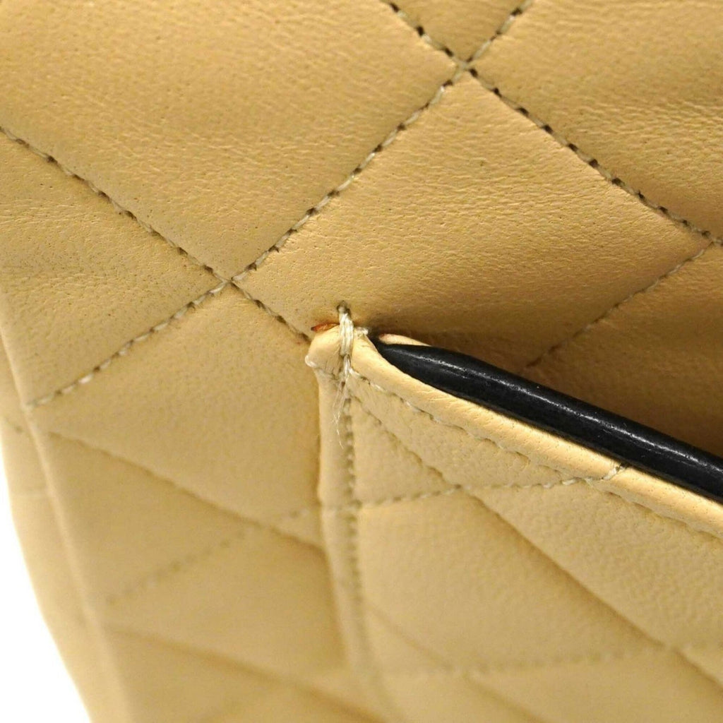 Chanel Beige Black Leather Shoulder Bag