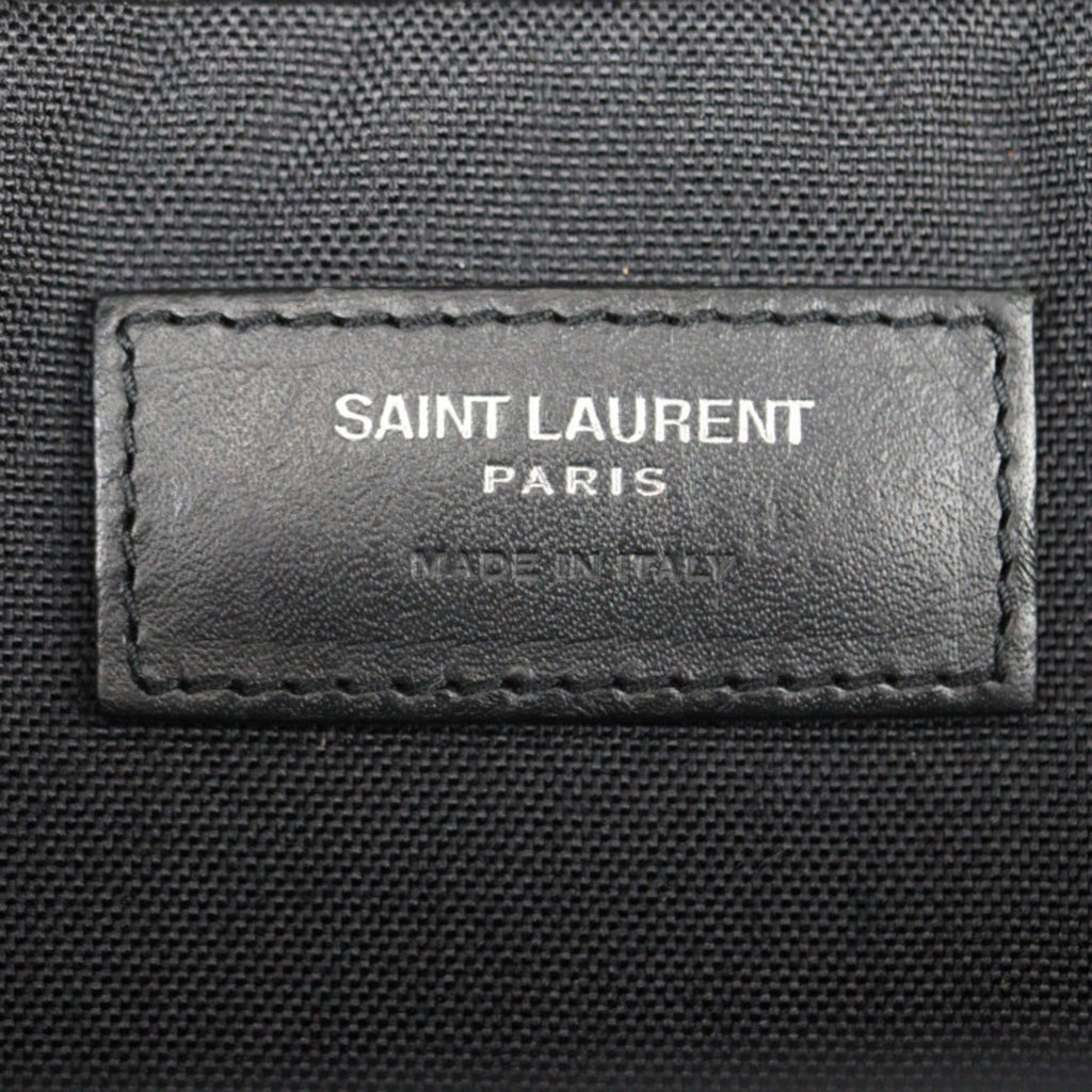 Yves Saint Laurent Black Canvas Leather Backpack Handbag (Pre-Owned)