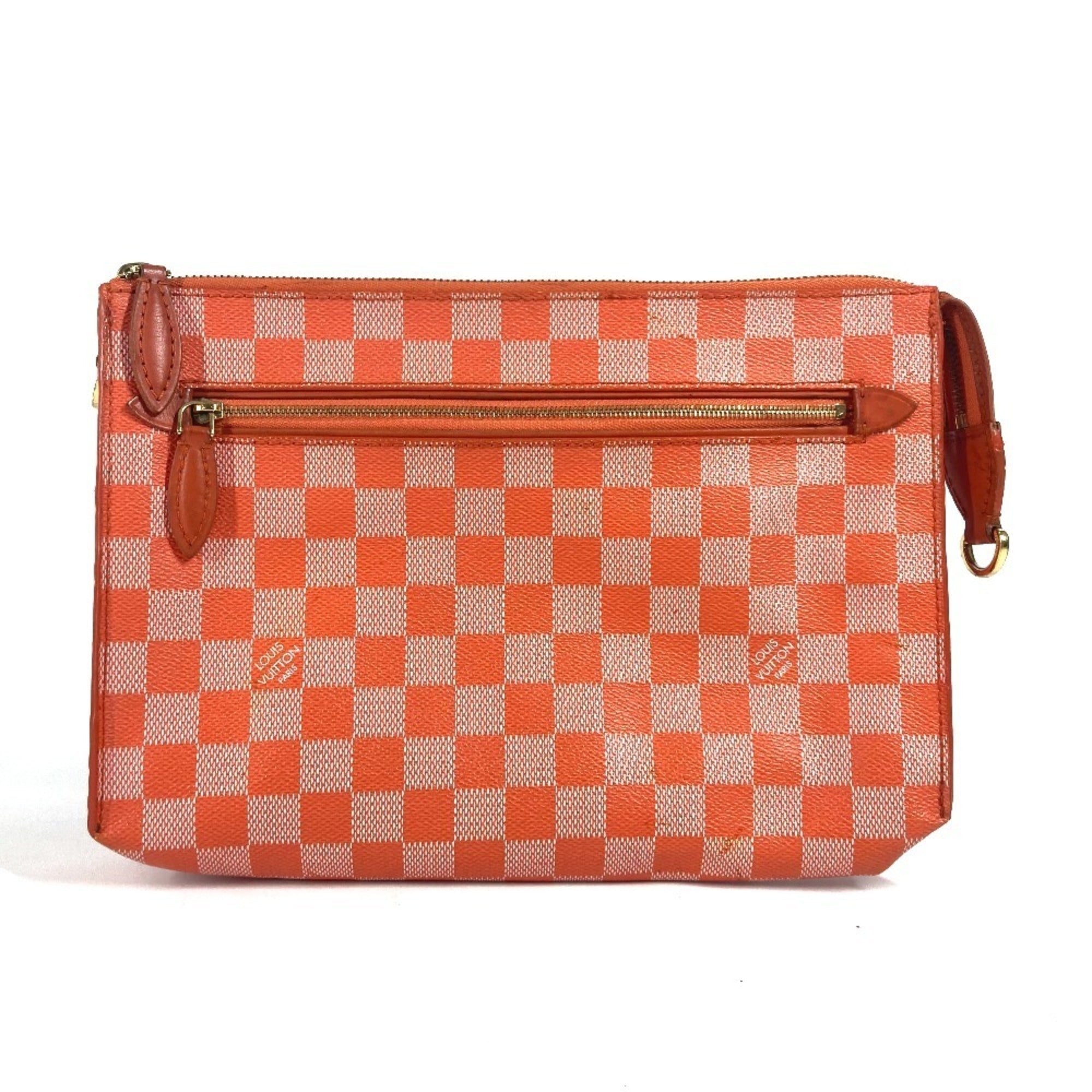 Louis Vuitton Damier Orange Pimont Damier Canvas Clutch Bag Pouch Shoulder Bag