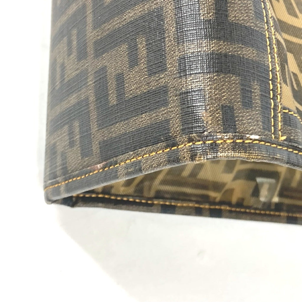 Fendi Brown Leather Beach Bag Pouch Shoulder Bag Tote Bag