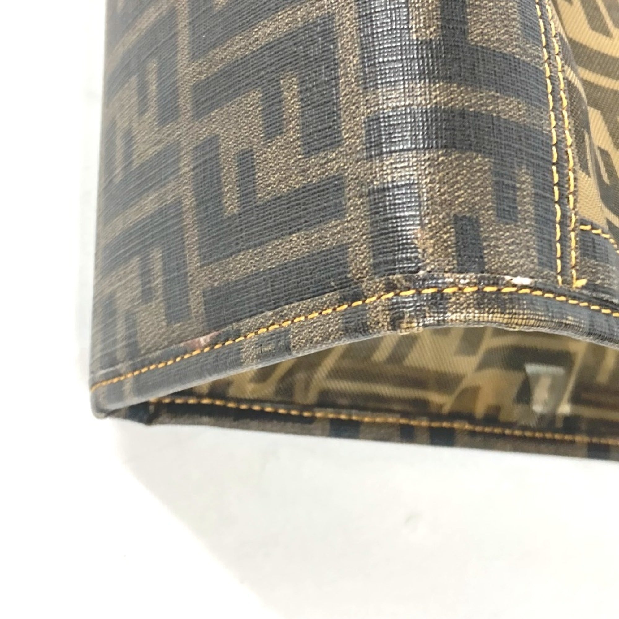Fendi Brown Leather Beach Bag Pouch Shoulder Bag Tote Bag