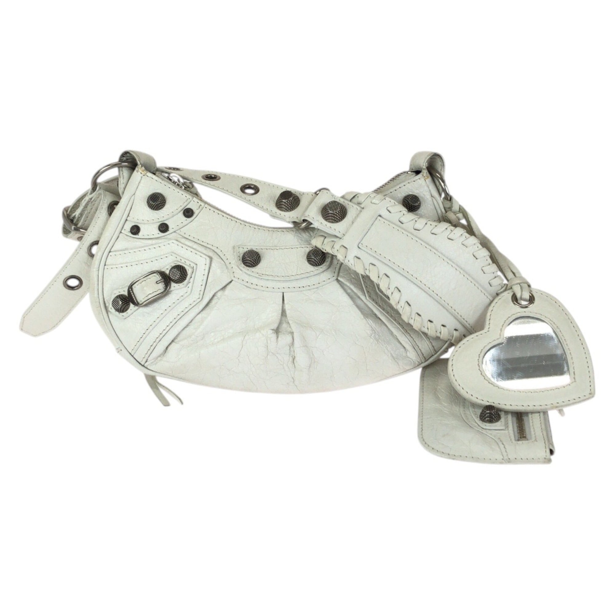 Balenciaga White Leather Pochette Shoulder
