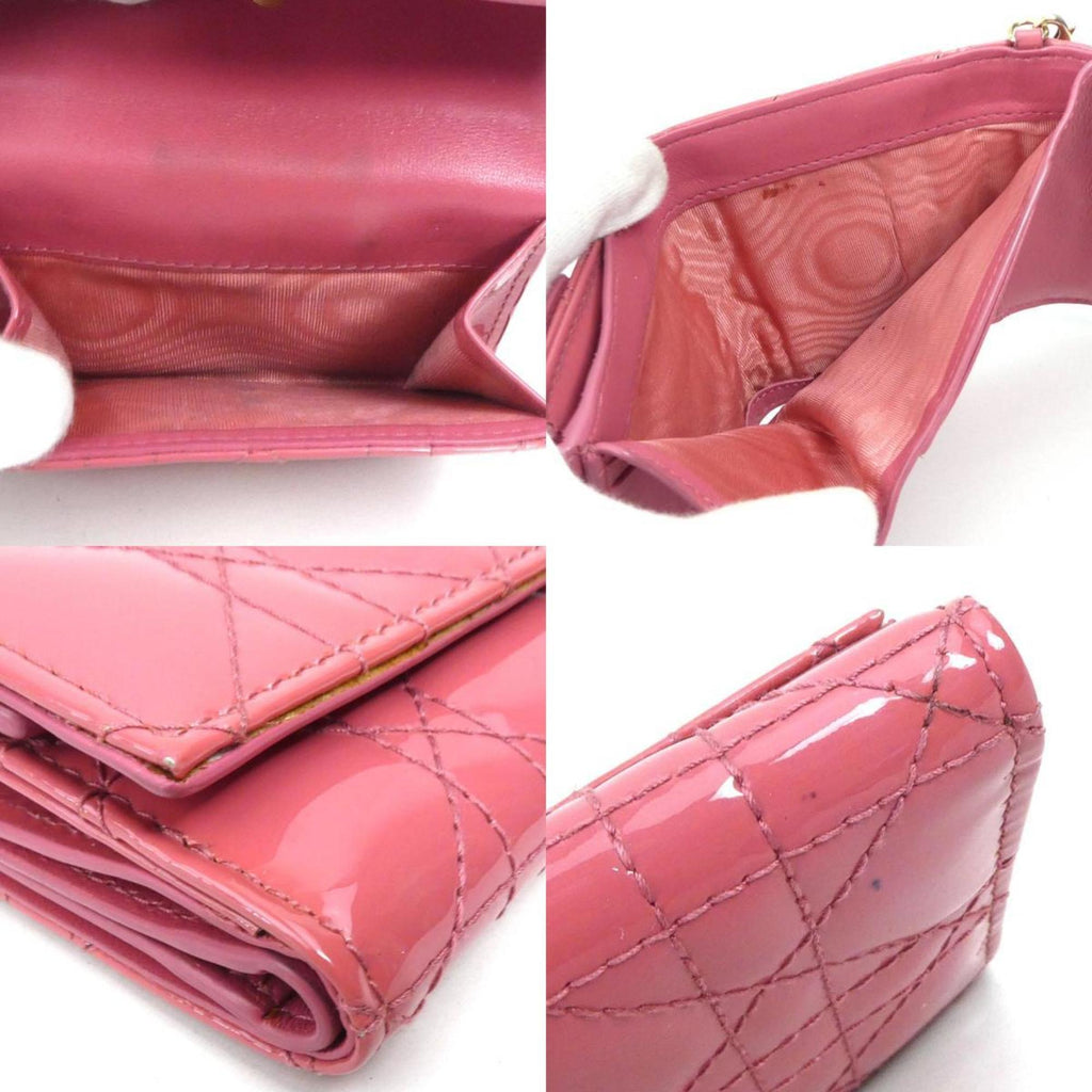Christian Dior Pink Patent Leather Wallet (Tri-Fold) (Pre-Owned)