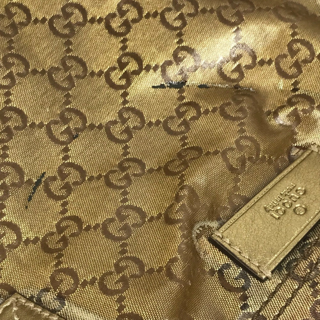 Gucci Gold Coated Canvas Shoulder Bag Tote Bag (Pre-Owned)