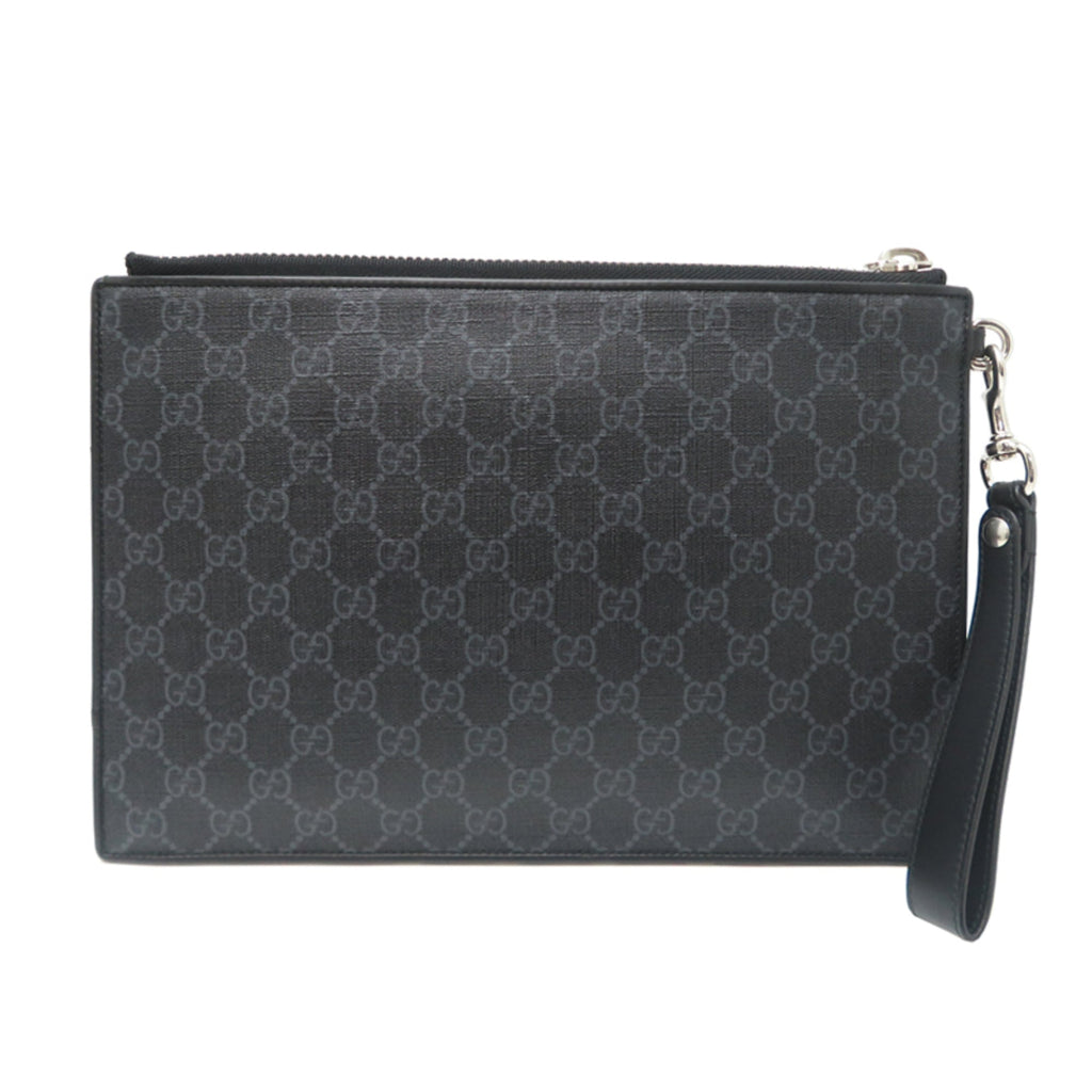 Gucci Black Gg Supreme Leather Pvc Clutch Bag (Pre-Owned)