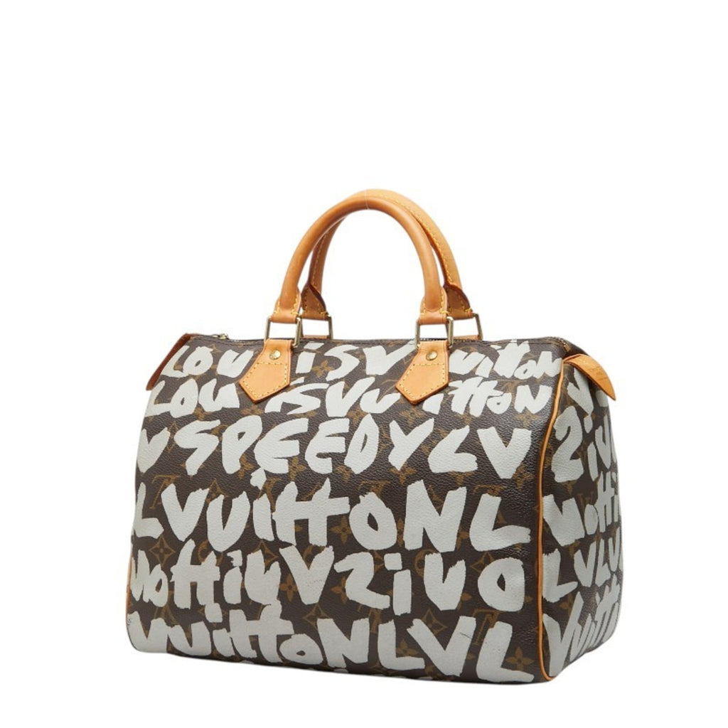 Louis Vuitton Brown White Pvc Leather Boston Bag Handbag