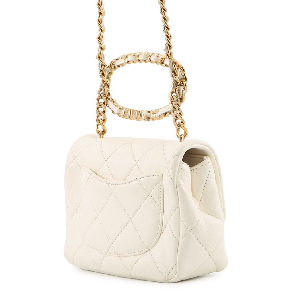 Chanel White Leather Handbag Shoulder Bag