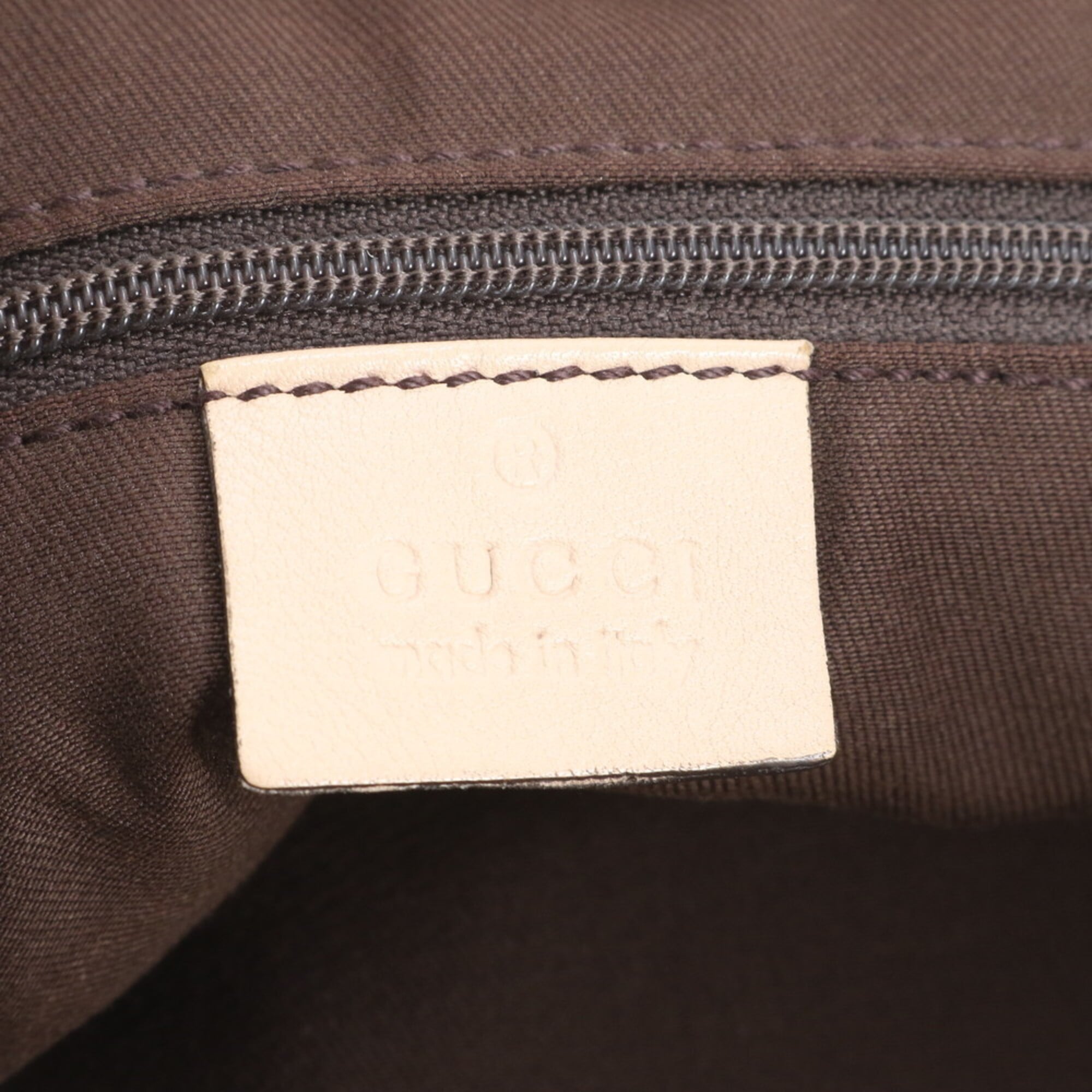 Gucci Beige Leather Canvas Shoulder Bag Tote Bag (Pre-Owned)