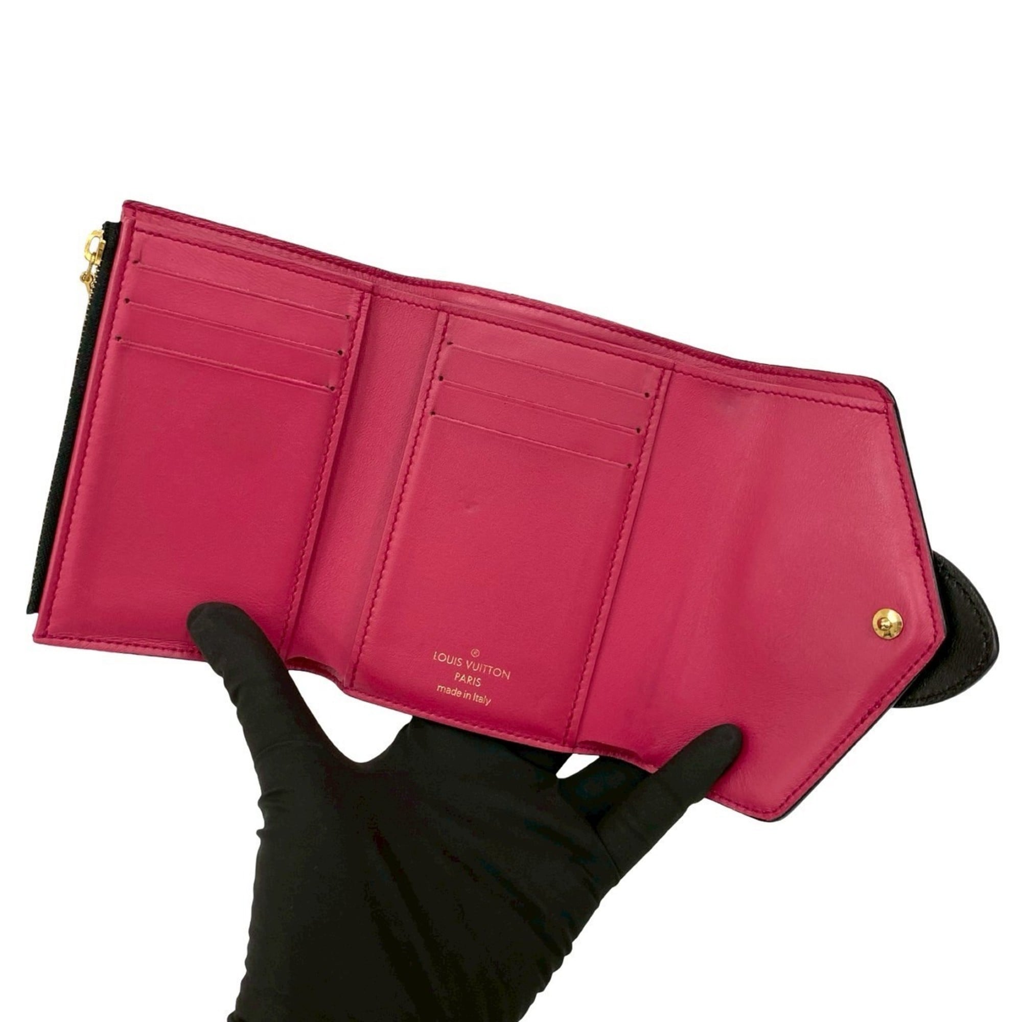 Louis Vuitton Black Pink Leather Wallet (Tri-Fold)